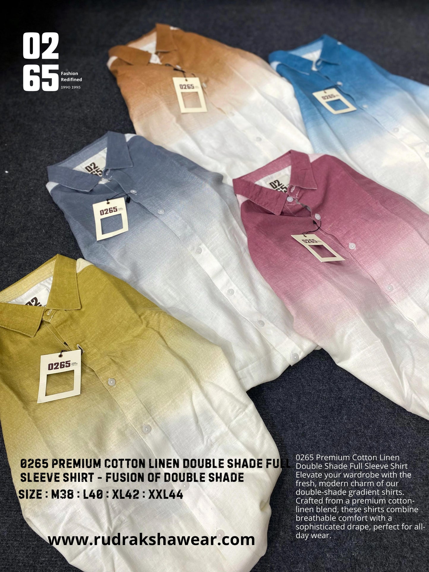 0265 Premium Double Shaded Cotton Linen Full Sleeve Shirt - Ultra Soft Fabric