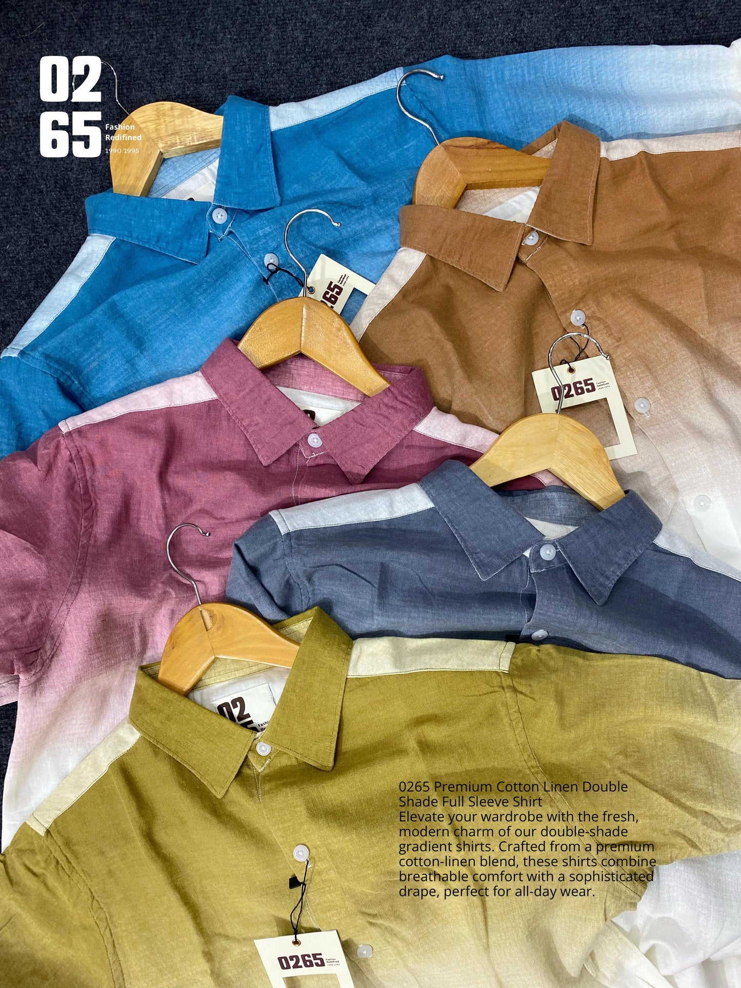 0265 Premium Double Shaded Cotton Linen Full Sleeve Shirt - Ultra Soft Fabric
