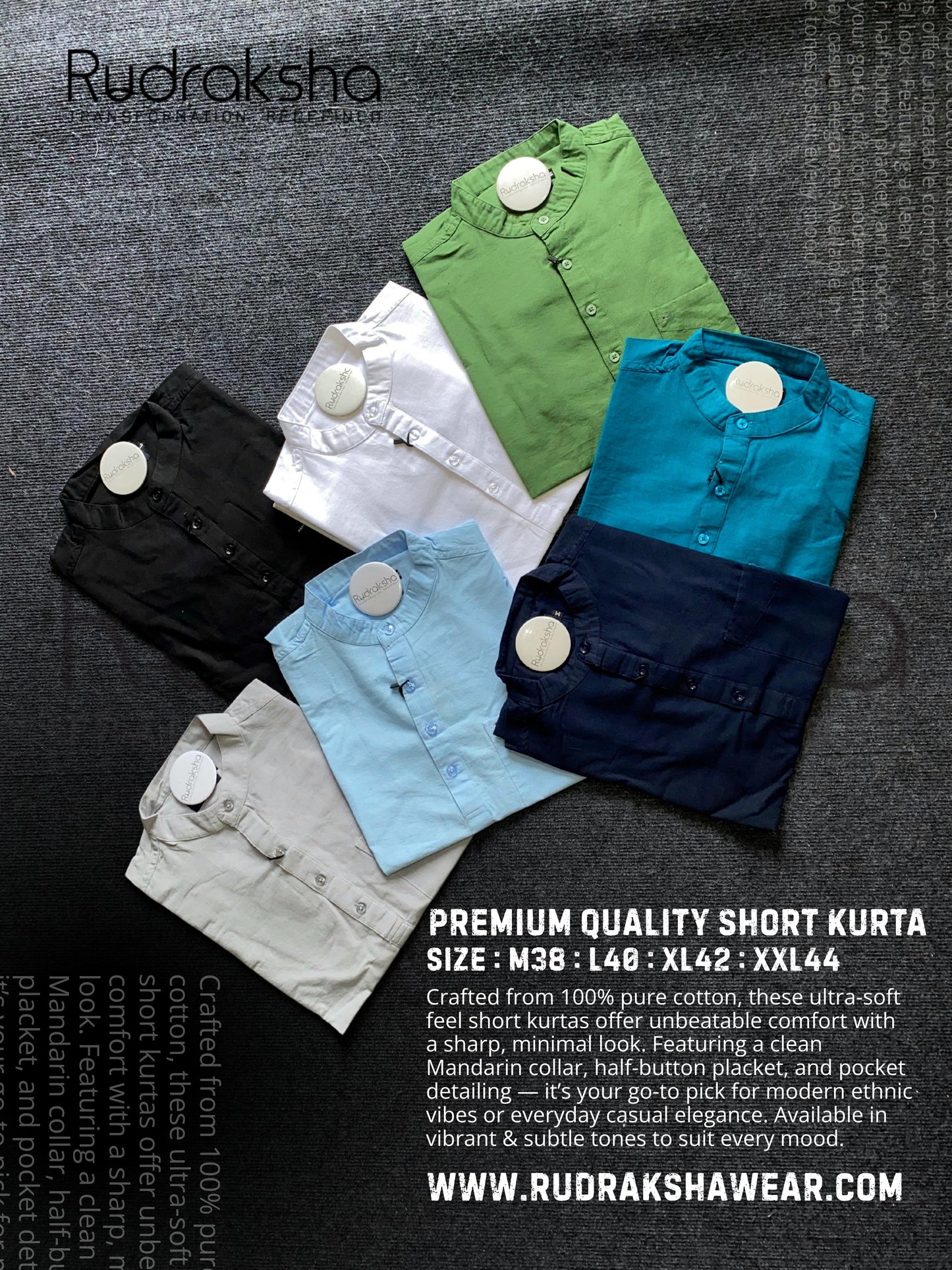 Premium Quality Short Kurta | 100% Cotton Slub Fabric