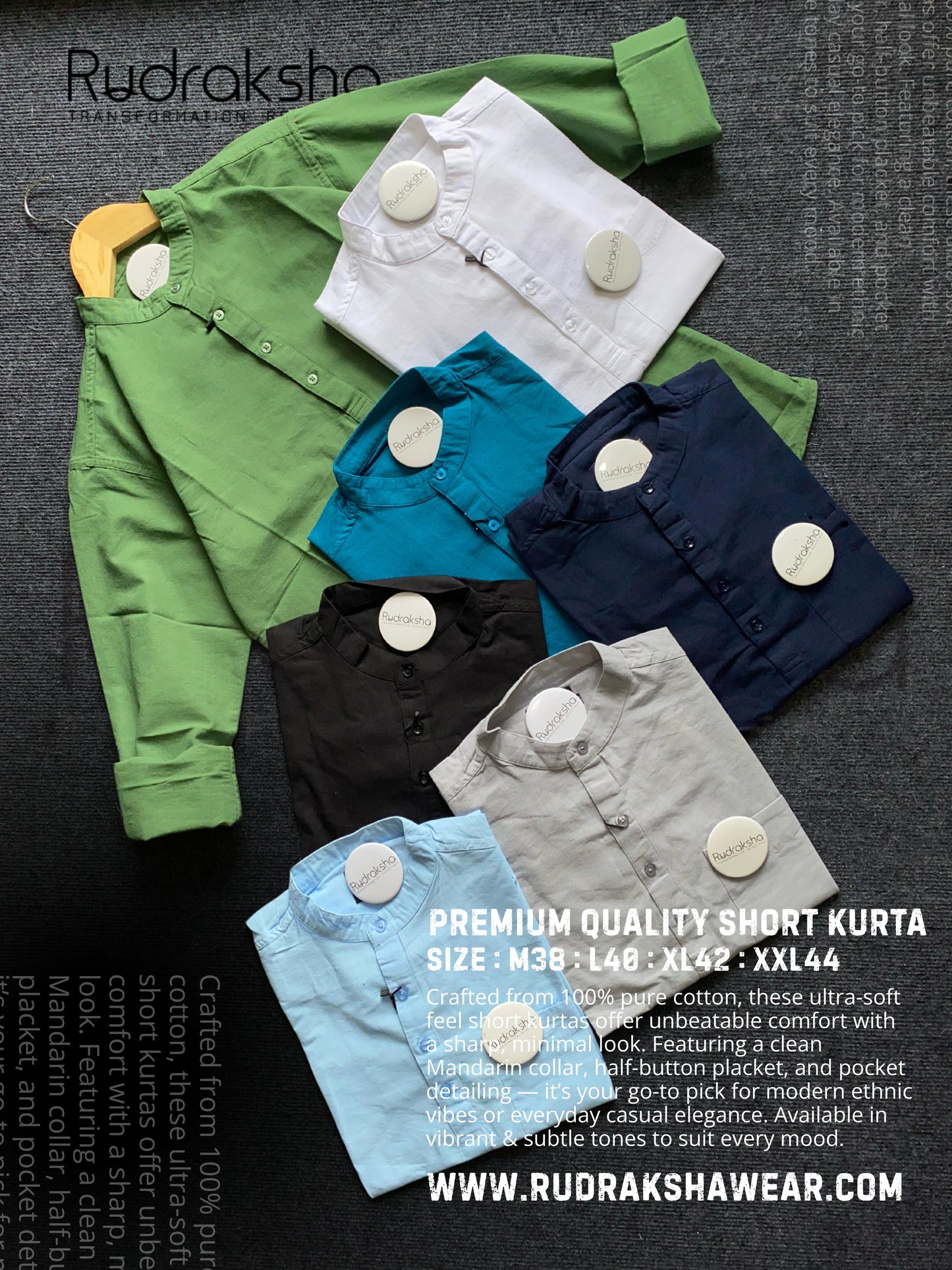 Premium Quality Short Kurta | 100% Cotton Slub Fabric