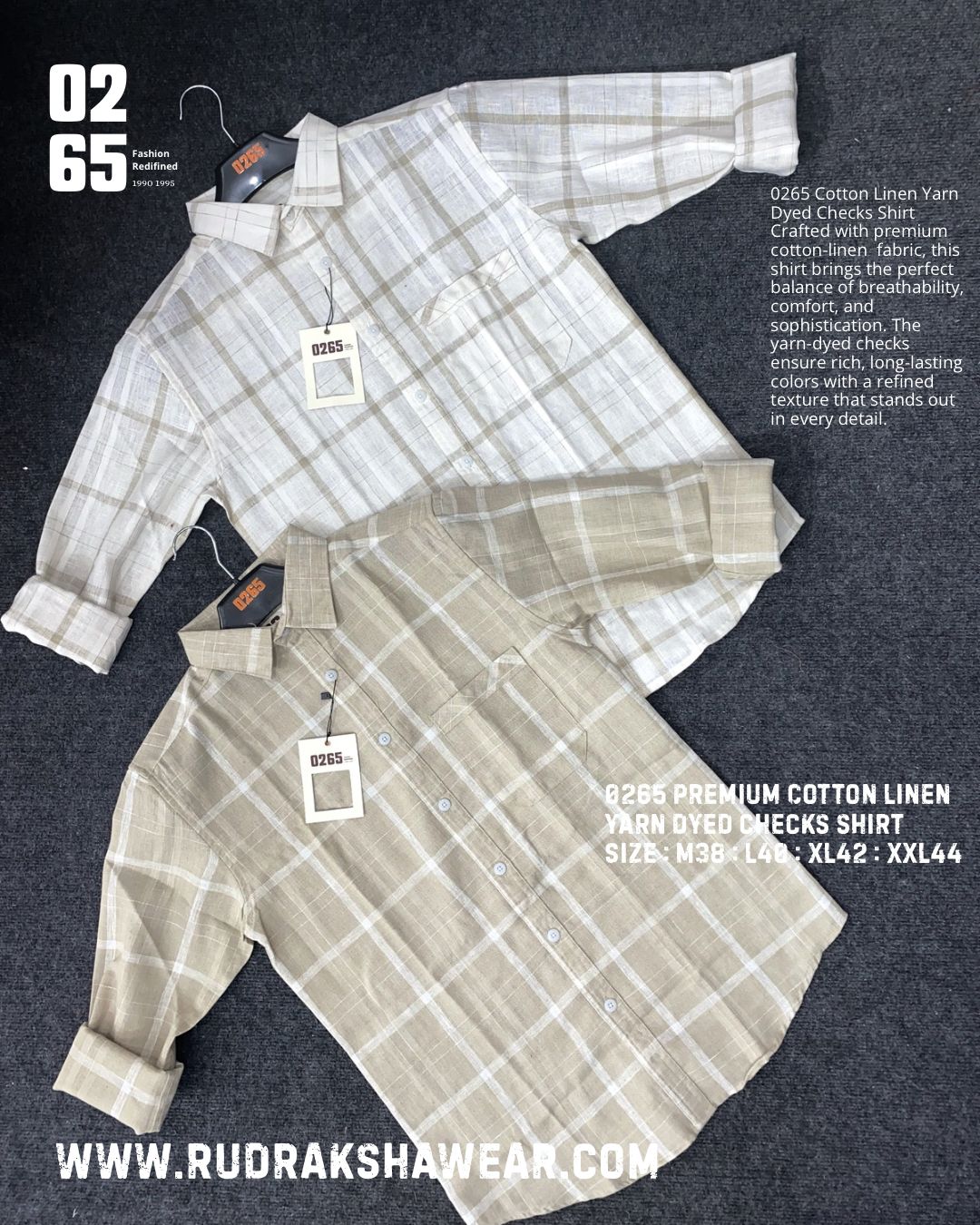 0265 Premium Cotton Linen Full Sleeve Yarn Dyed Checks Shirt