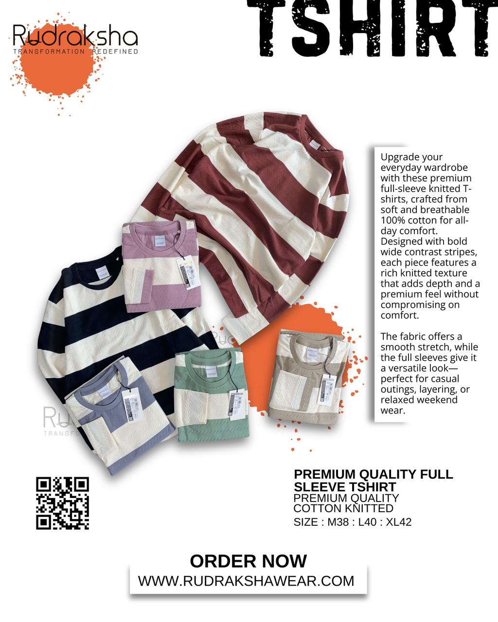 Premium Quality Cotton Knitted Full Sleeve T-Shirt