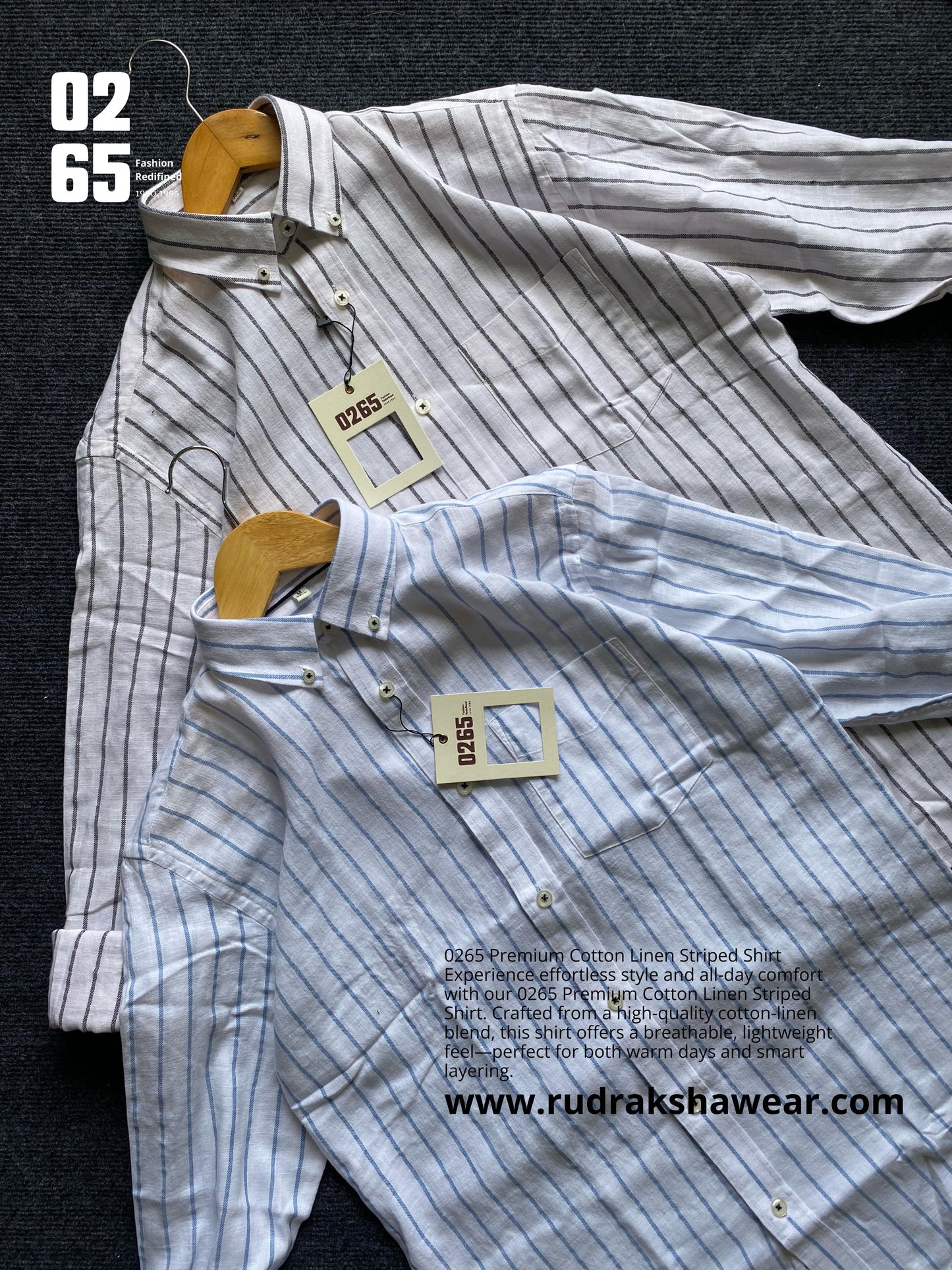 0265 Premium Cotton Linen Lining Shirt- Full Sleeve - Button Down - Yarn Dyed