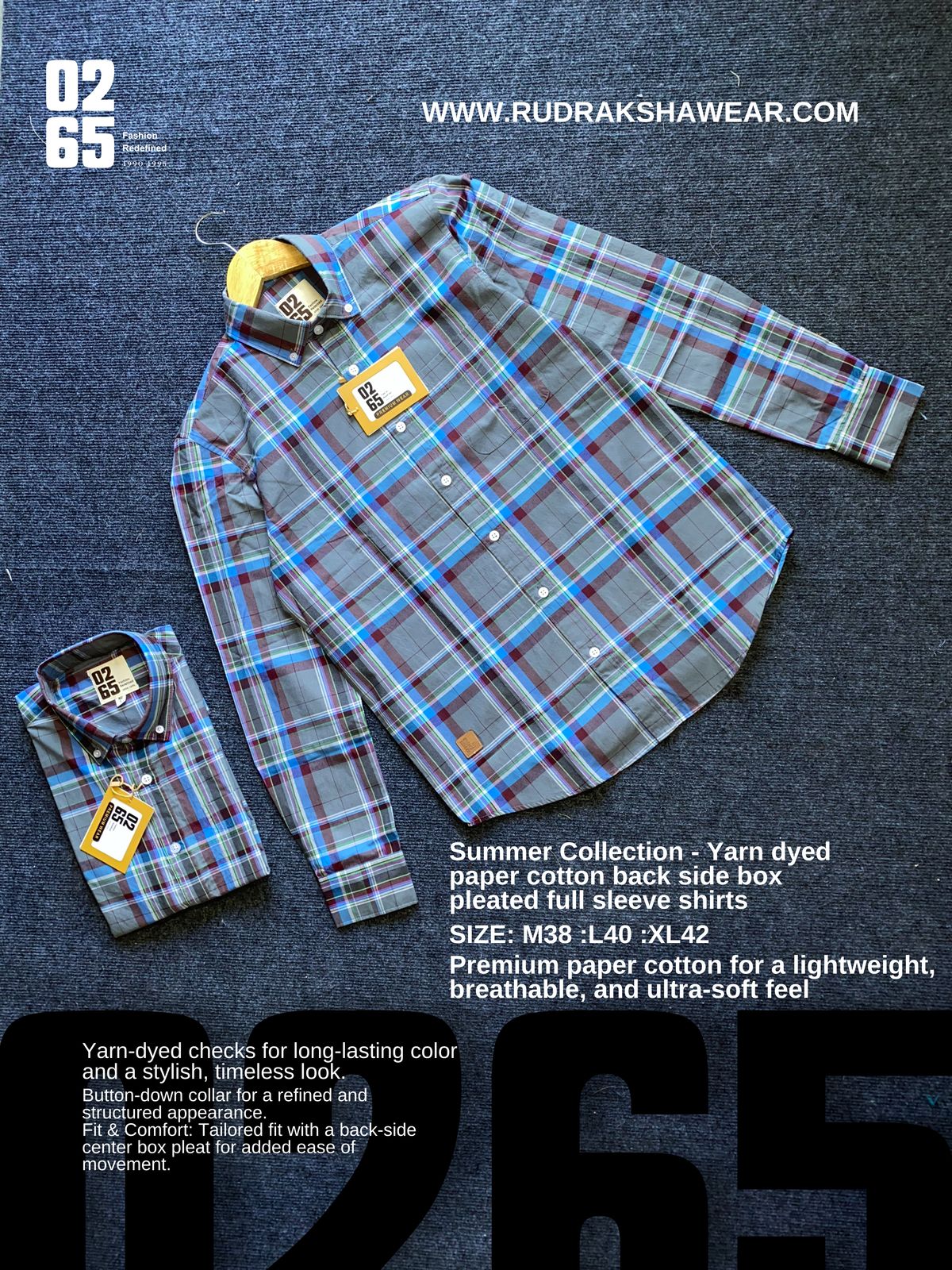 Summer Collection - Yarn Dyed Paper Cotton Back Side Box Pleated Full Sleeve Shirts