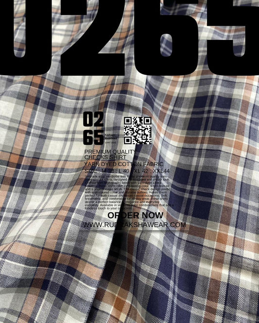 0265 Premium giza cotton yarn dyed checks full sleeve shirt | Button down collar | Backside box pleated | Ultra soft fabric | Specially crafter for summer | Light weight