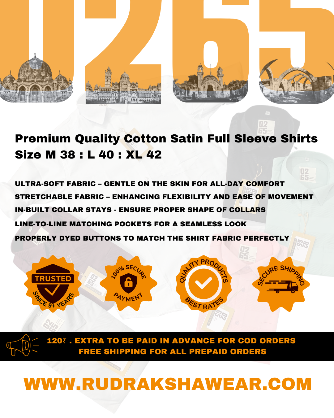PREMIUM QUALITY COTTON SATIN FULL SLEEVE SHIRTS
