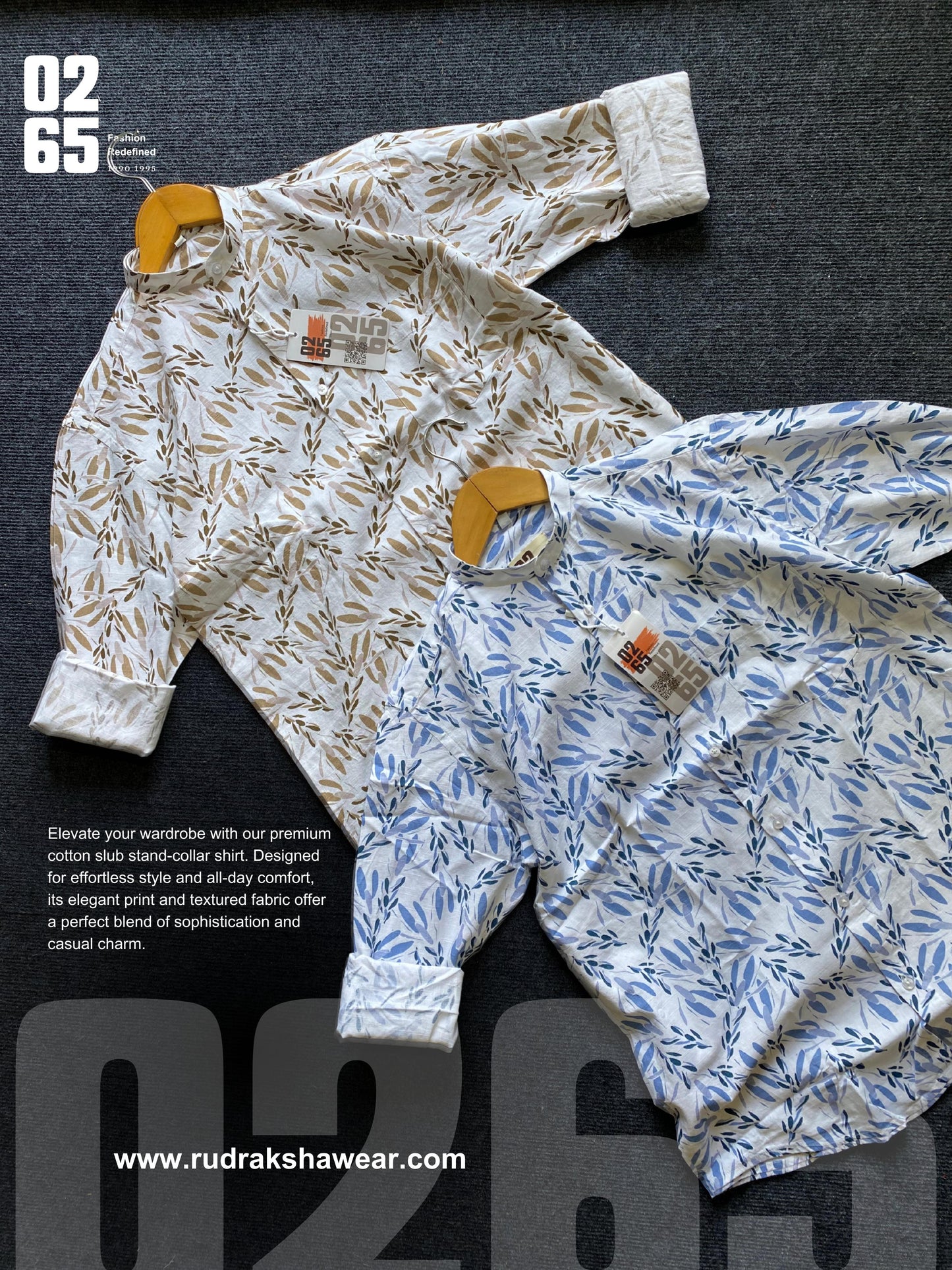 Premium Stand Collar Full Sleeve Shirt ( Mandarin Collar ) - Summer Collection By 0265