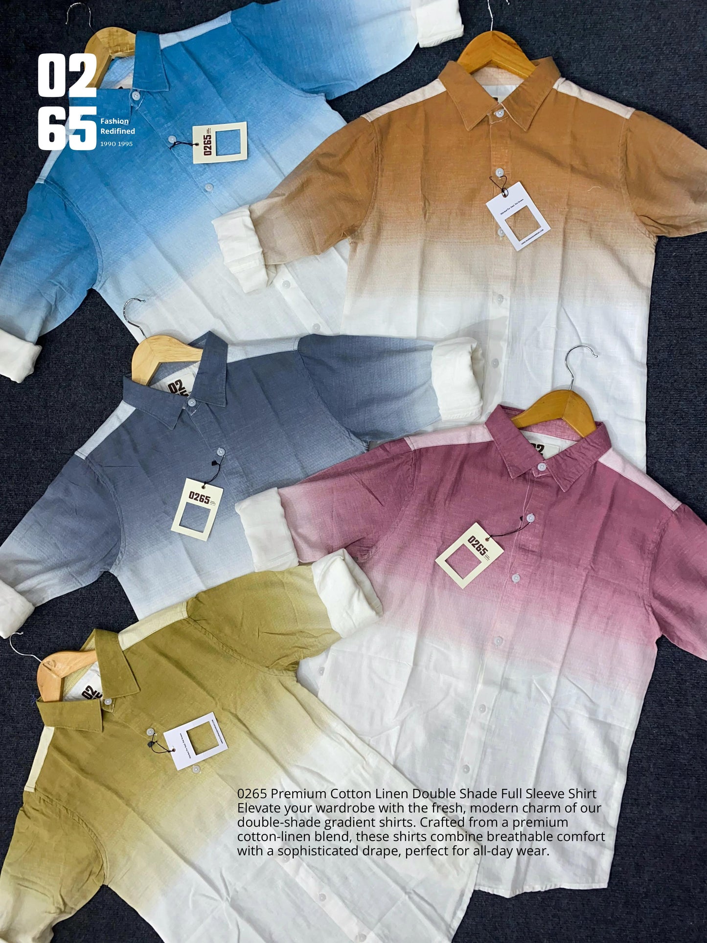 0265 Premium Double Shaded Cotton Linen Full Sleeve Shirt - Ultra Soft Fabric