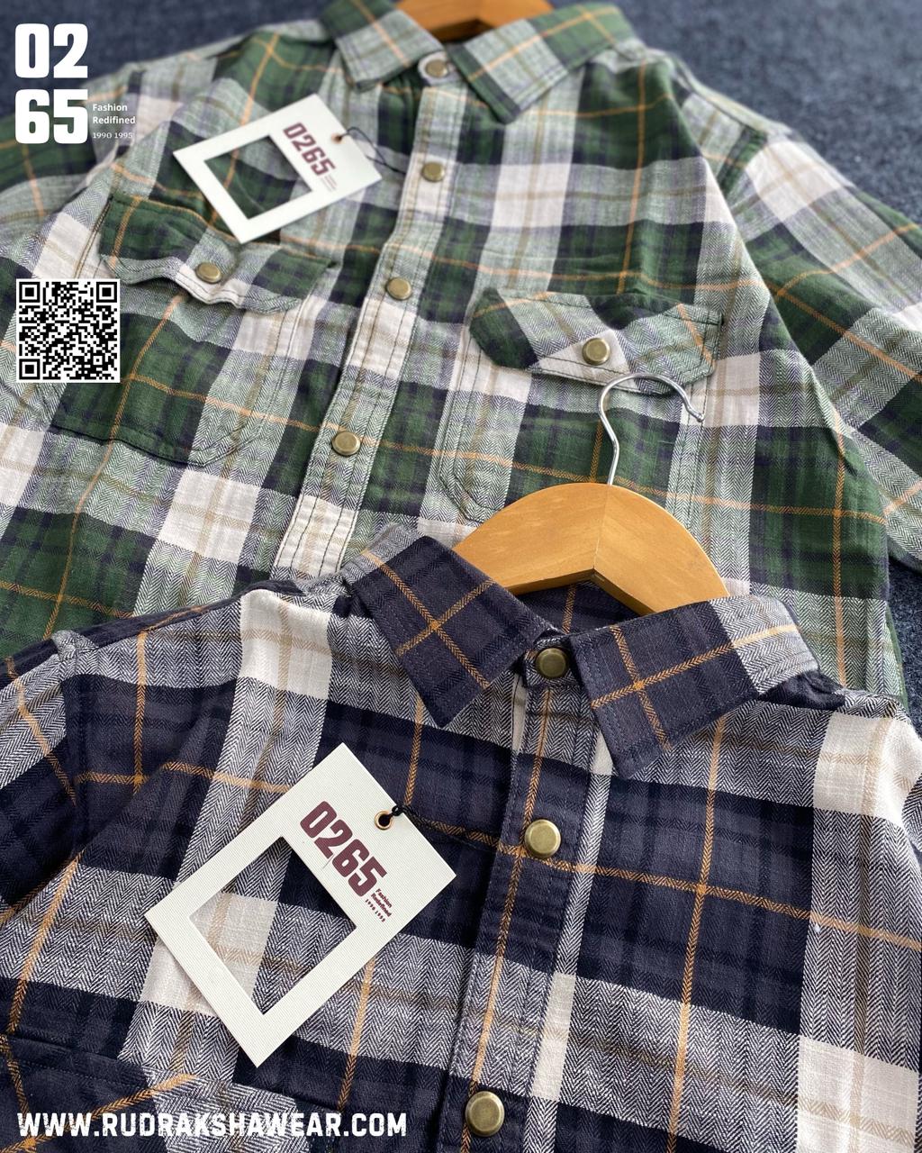 0265 Premium Double Pocket Full Sleeve Shirt | 100% Cotton Fabric | Ultra Soft Fabric | Metal Push Buttons