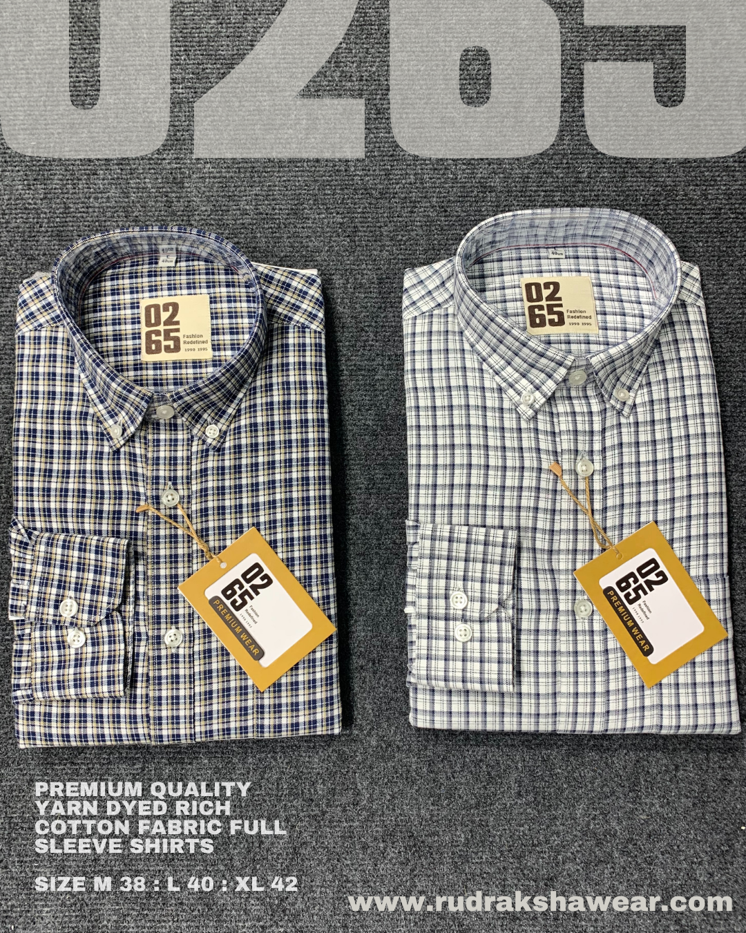 PREMIUM YARN DYED SMALL CHECK BUTTON DOWN COLLAR FULL SLEEVE SHIRTS