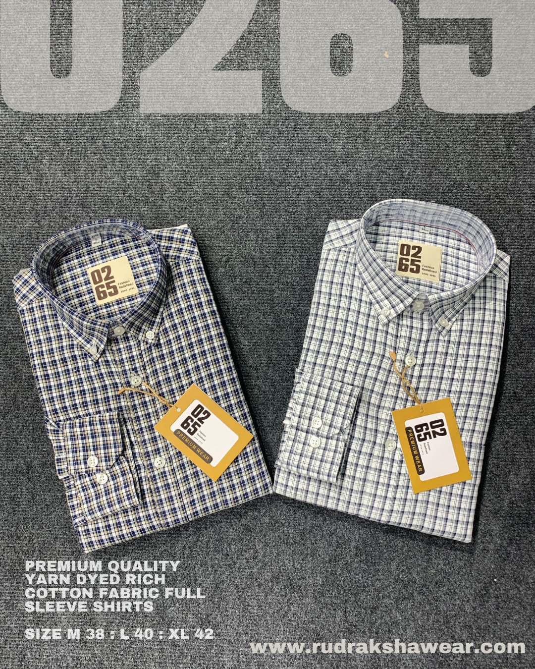 PREMIUM YARN DYED SMALL CHECK BUTTON DOWN COLLAR FULL SLEEVE SHIRTS