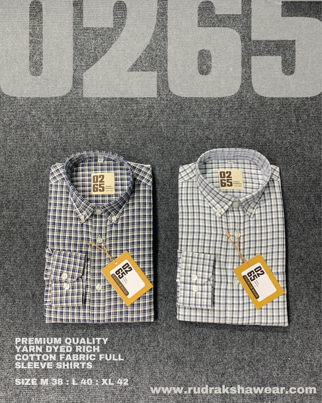 PREMIUM YARN DYED SMALL CHECK BUTTON DOWN COLLAR FULL SLEEVE SHIRTS