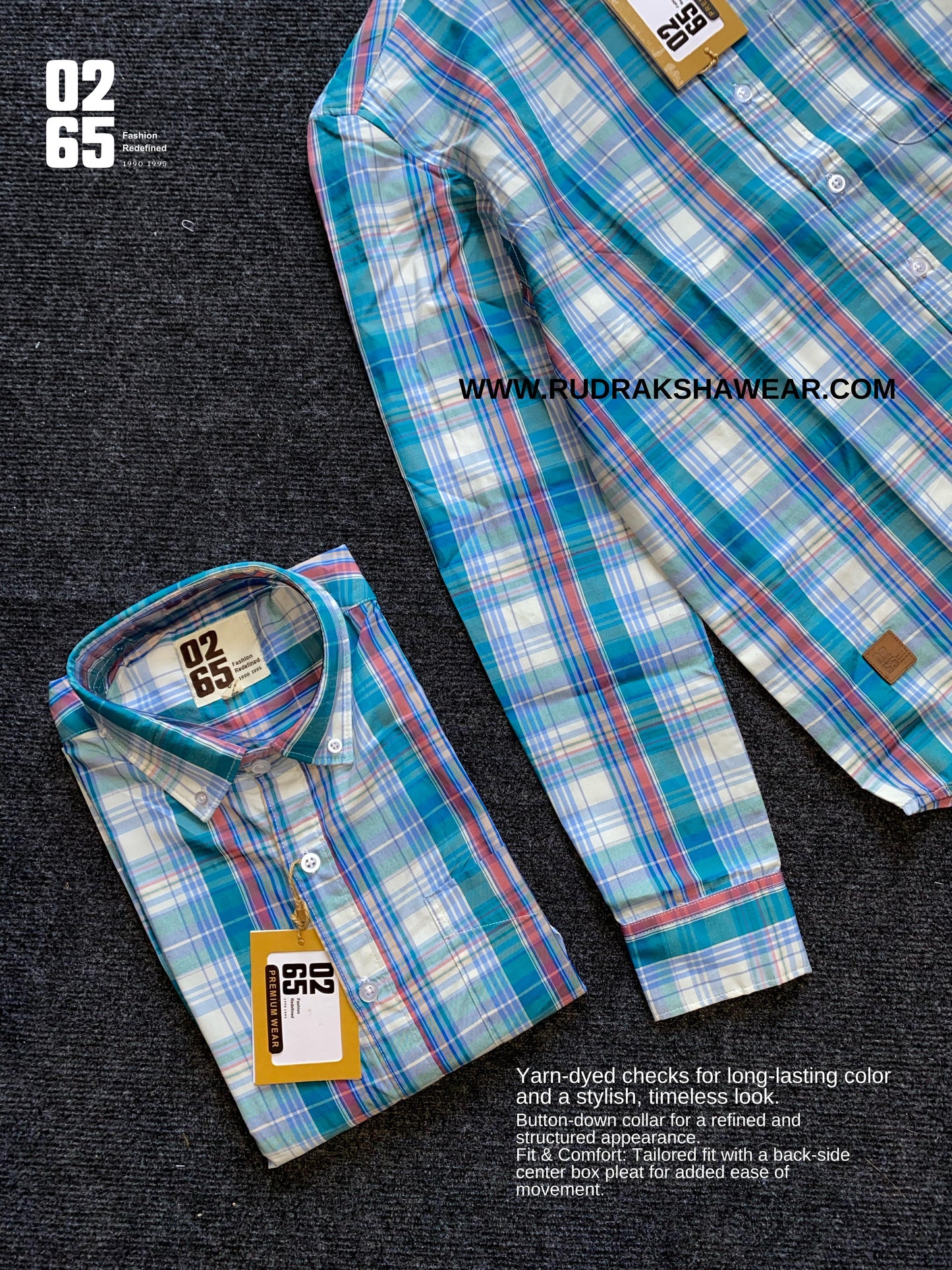 A premium yarn-dyed paper cotton full-sleeve shirt by 0265 featuring a button-down collar, tailored fit, and back-side center box pleat. Designed in vibrant summer shades with a timeless check pattern, offering breathability, comfort, and versatility for casual and semi-formal wear. Perfectly pairs with jeans, chinos, or shorts for a stylish seasonal look.