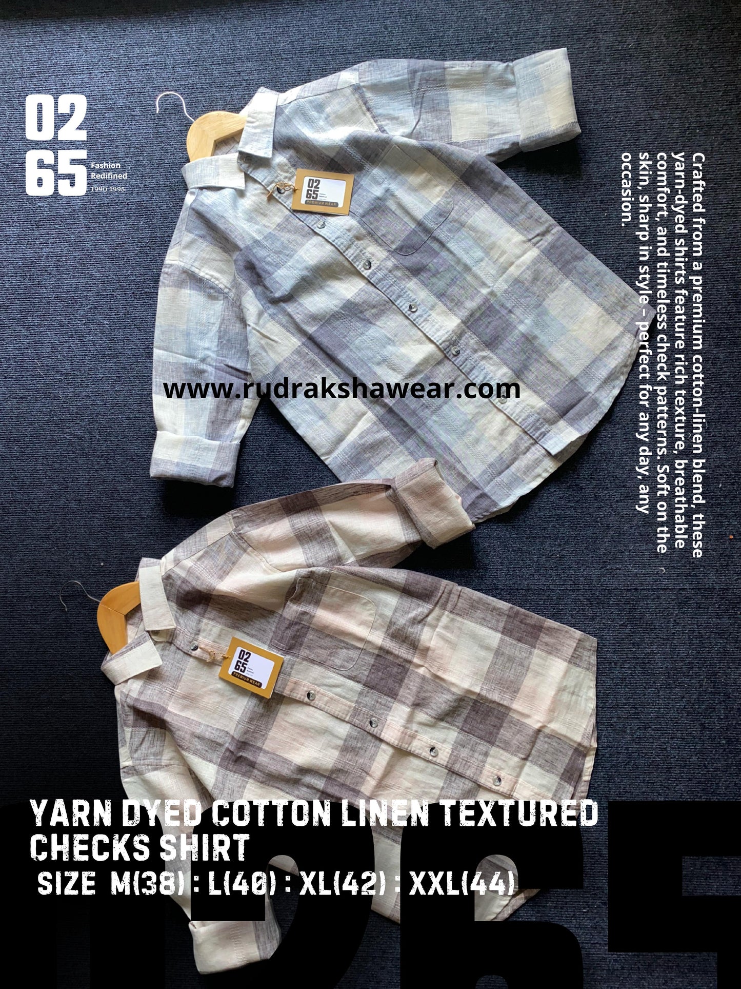 0265 Premium Cotton Linen Yarn Dyed Textured Checks Shirt - Full Sleeve