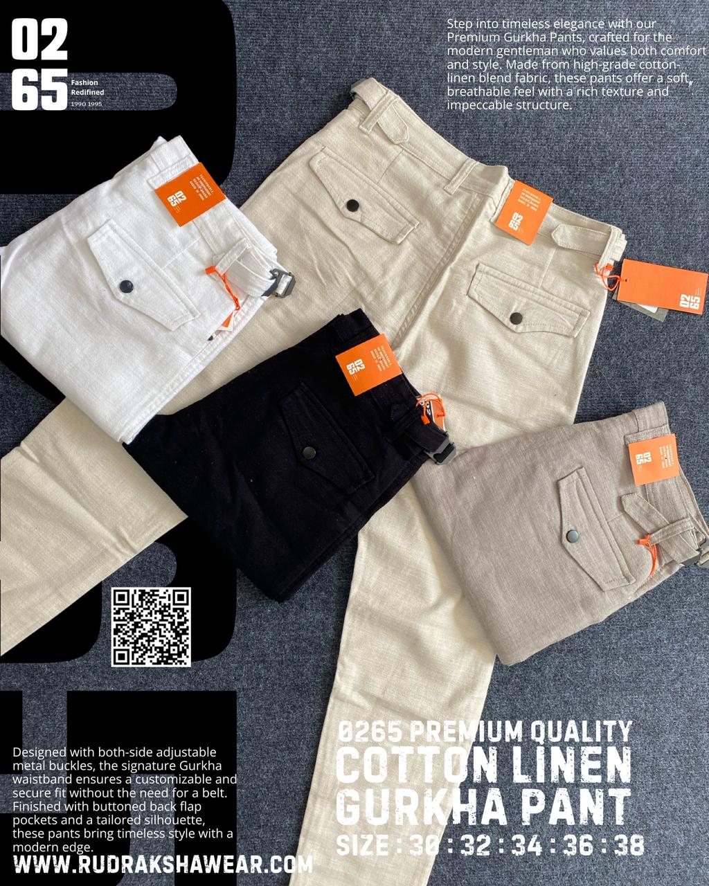 0265 Gurkha Trouser | Cotton linen weave | Length 40โ