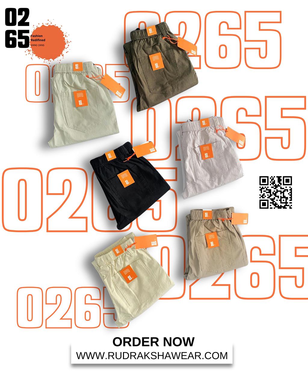 0265 Premium 6 pockets cargo | Cotton Linen Fabric | Box Pocket on side | Belt loops | Drawstring | Durable elastic band on waist | Trending Article