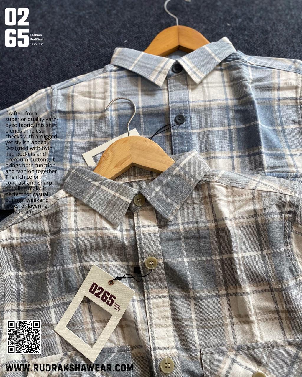 0265 Premium Double Pocket Shirt | 100% Cotton | Yarn Dyed Fabric | Backside Pleated | Ultra Soft Feel