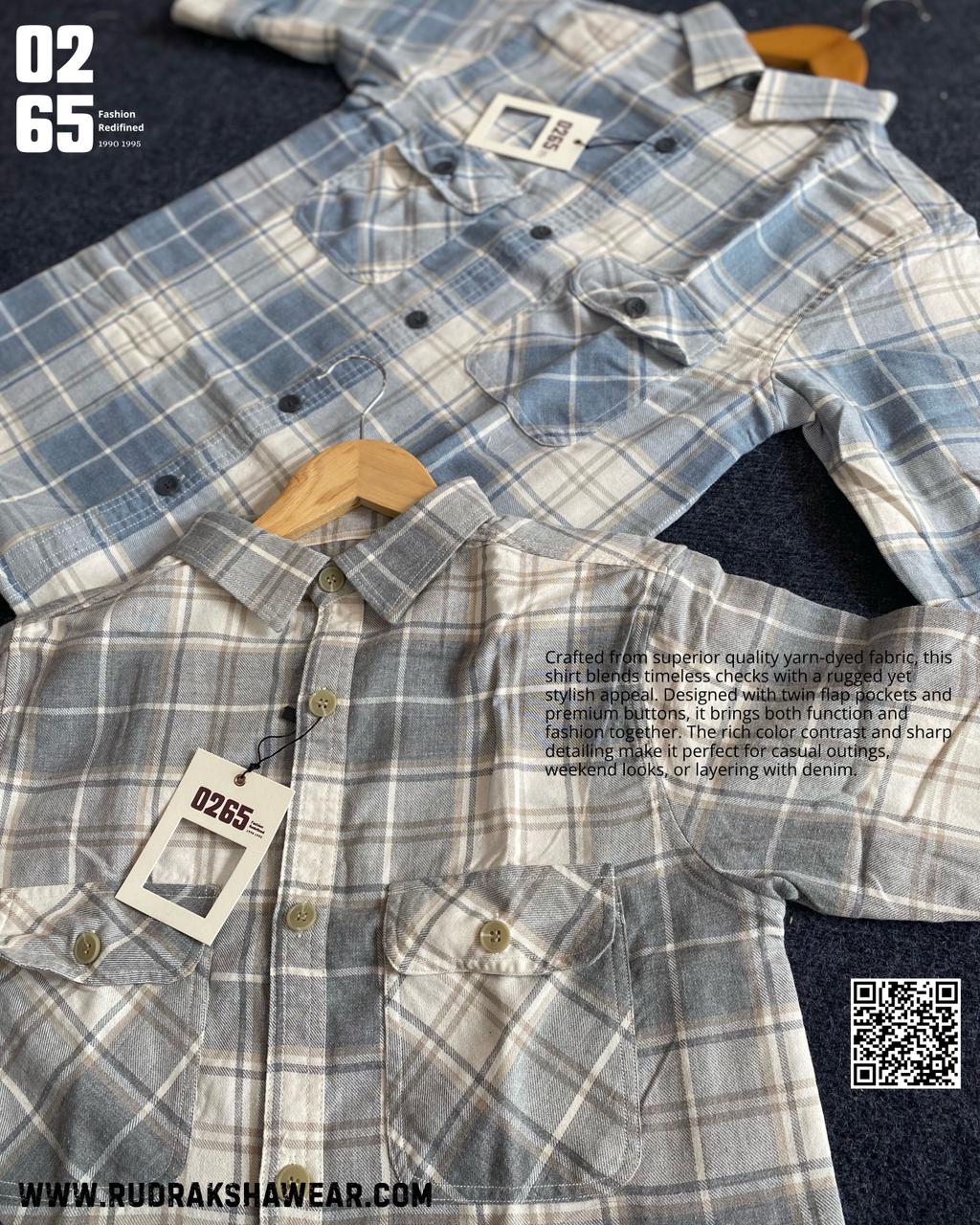 0265 Premium Double Pocket Shirt | 100% Cotton | Yarn Dyed Fabric | Backside Pleated | Ultra Soft Feel