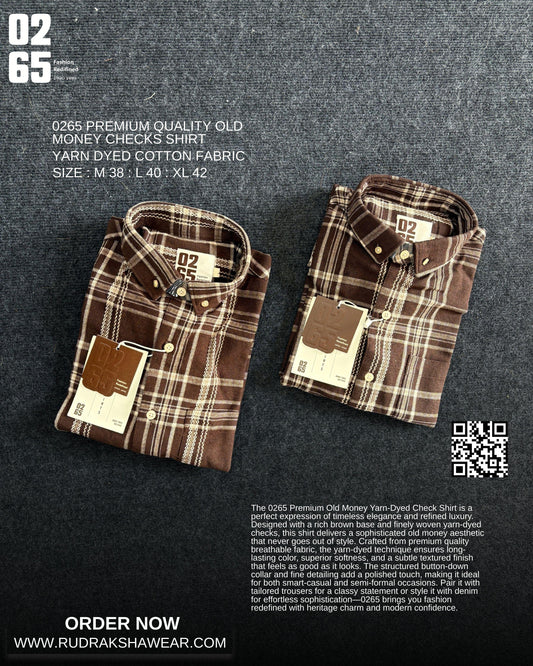 0265 Premium Old Money Textured Checks Full Sleeve Shirt | 100% Cotton Fabric | Back Side Pleated | Button Down Collar