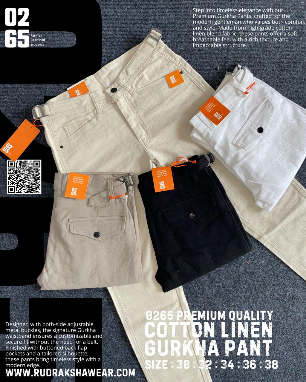 0265 Gurkha Trouser | Cotton linen weave | Length 40โ
