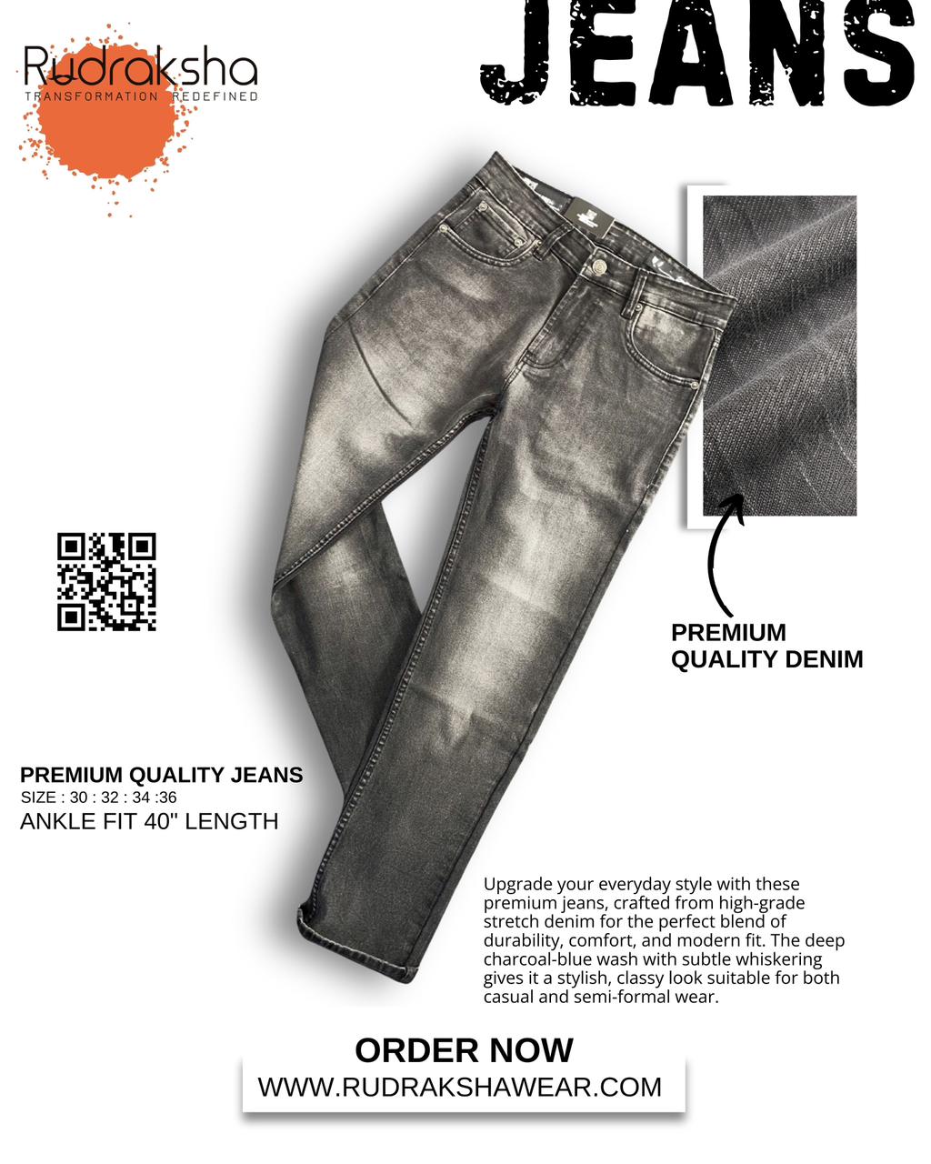 Premium Ankle-Length Jeans | Stretch for Effortless Comfort | Fade-Resistant Shade