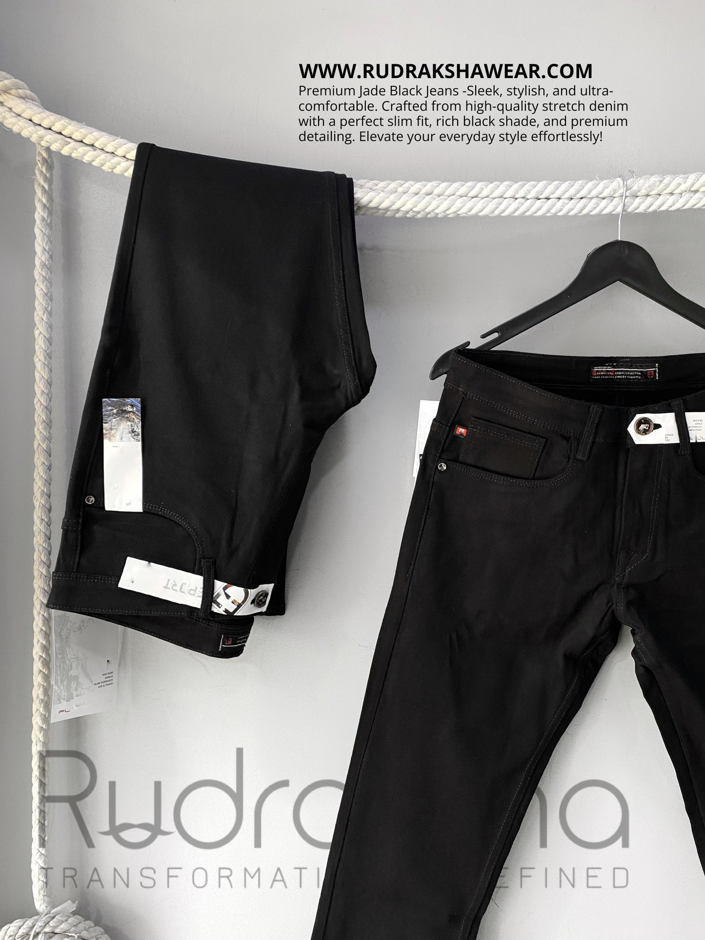 Premium Quality Ankle Length Jate Black Jeans- Stretchable