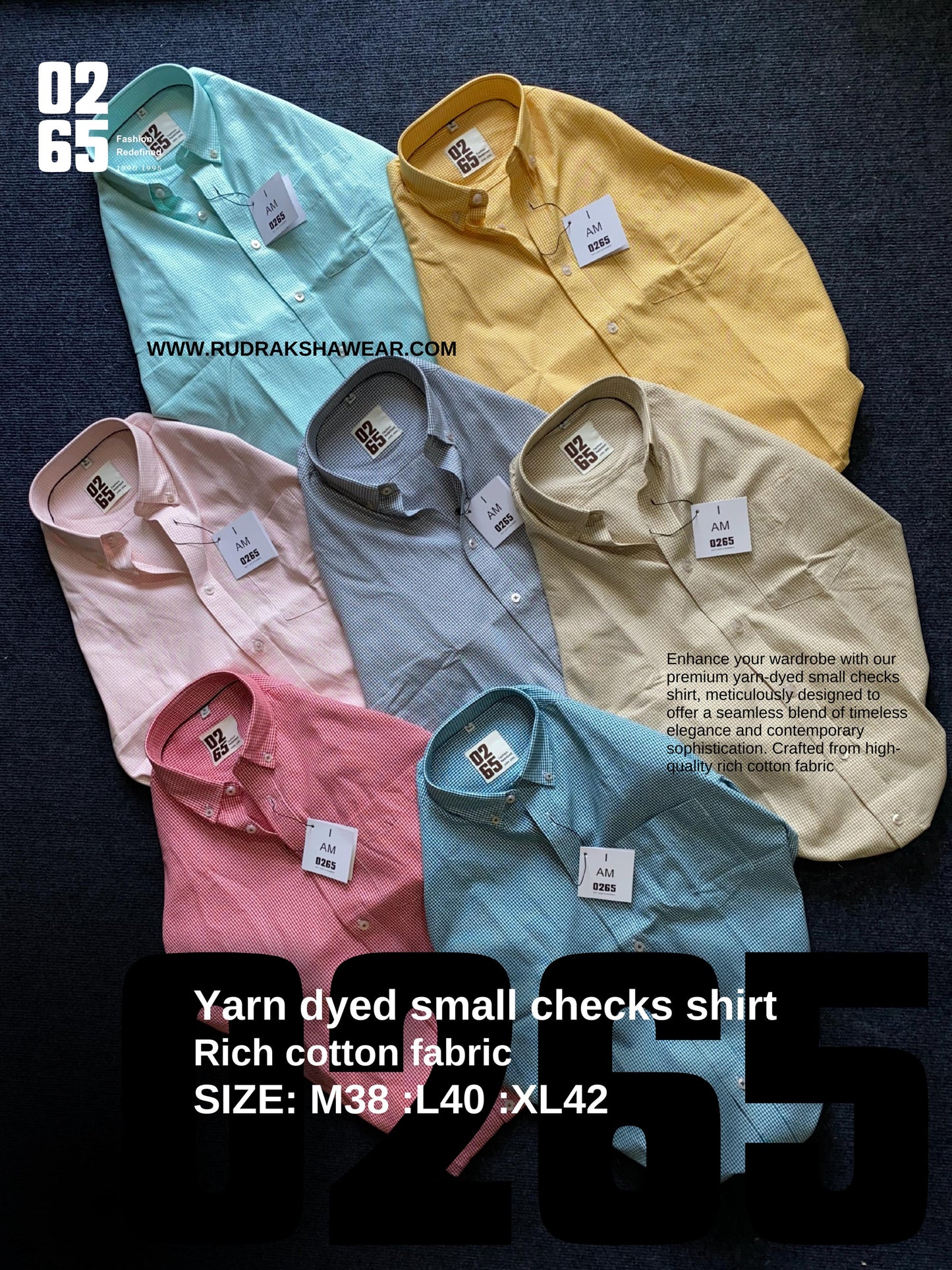 0265 Yarn Dyed Small Checks Full Sleeve Shirt - Button Down Collar - Rich Cotton Fabric