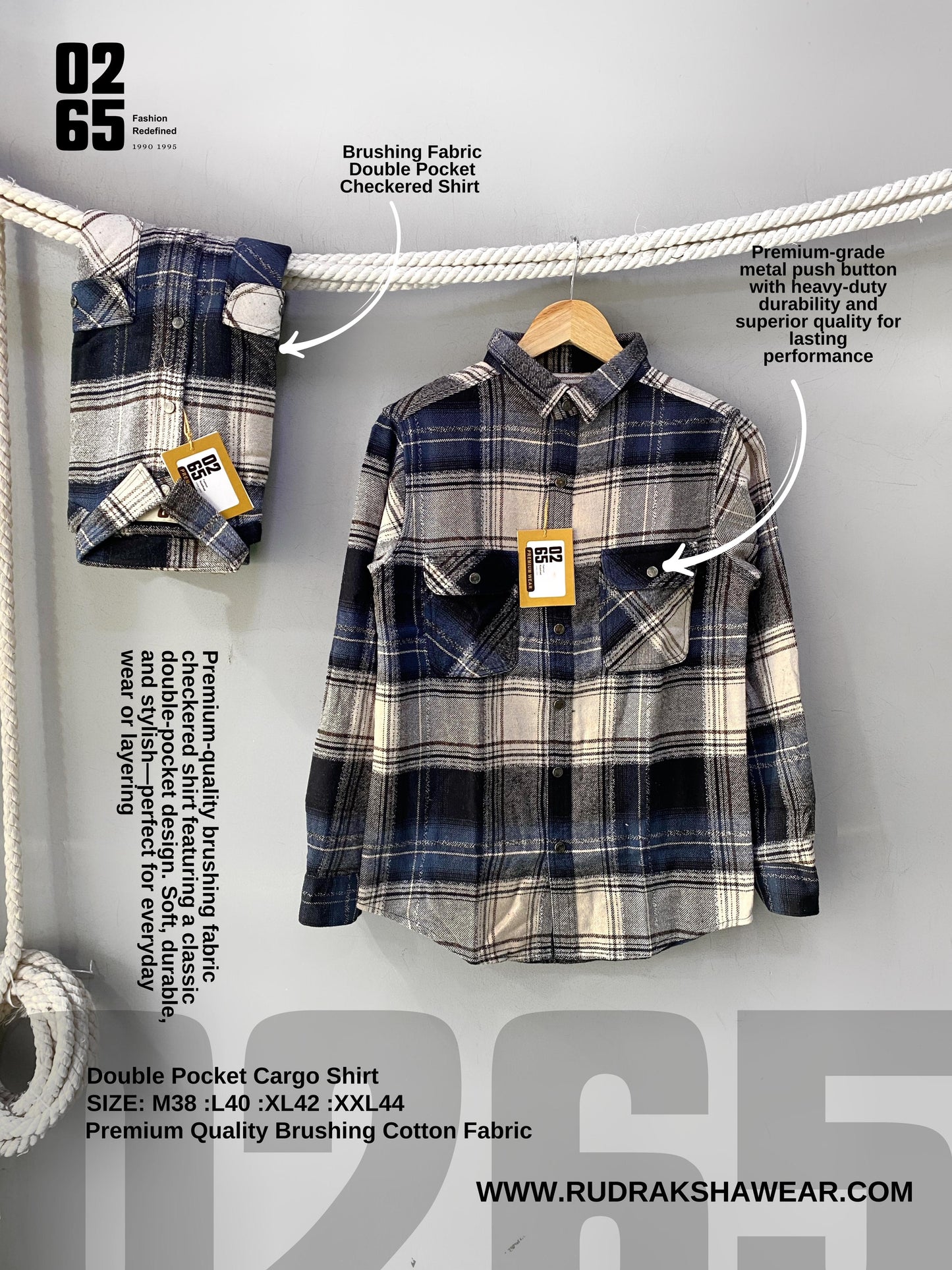 Premium Checks Brushing Double Pocket Full Sleeve Shirts by 0265