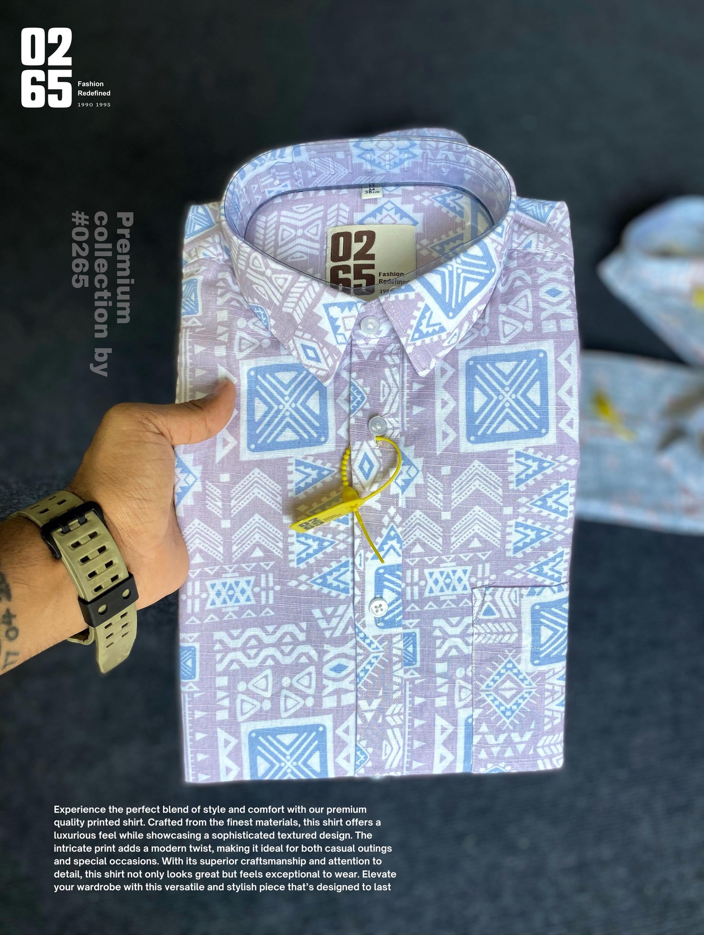 Printed Full Sleeve Shirt In Cotton Slub Fabric - Premium Collection By 0265