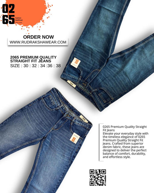 0265 PREMIUM STRAIGHT FIT JEANS | MERGING WHISKER| NON LYCRA | 42” Length