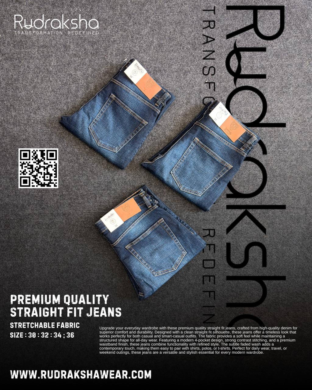 Straight Fit Jeans | Premium Quality | Stretchable | Length 40” | Long Lasting Shades | Comfort in every move