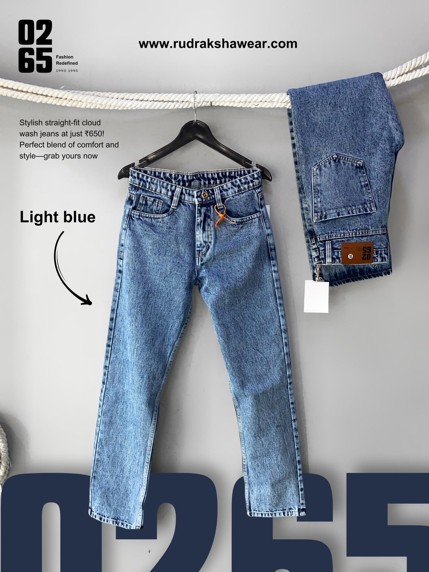 Straight Fit Cloud Wash Jeans By 0265