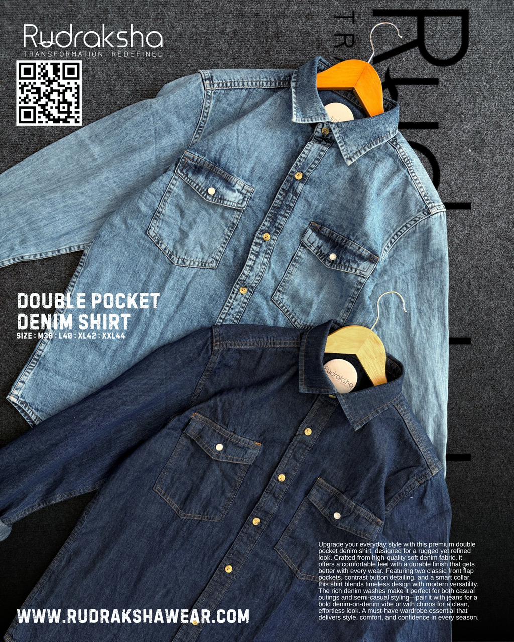 Double Pocket Denim Shirt | Slim Fit