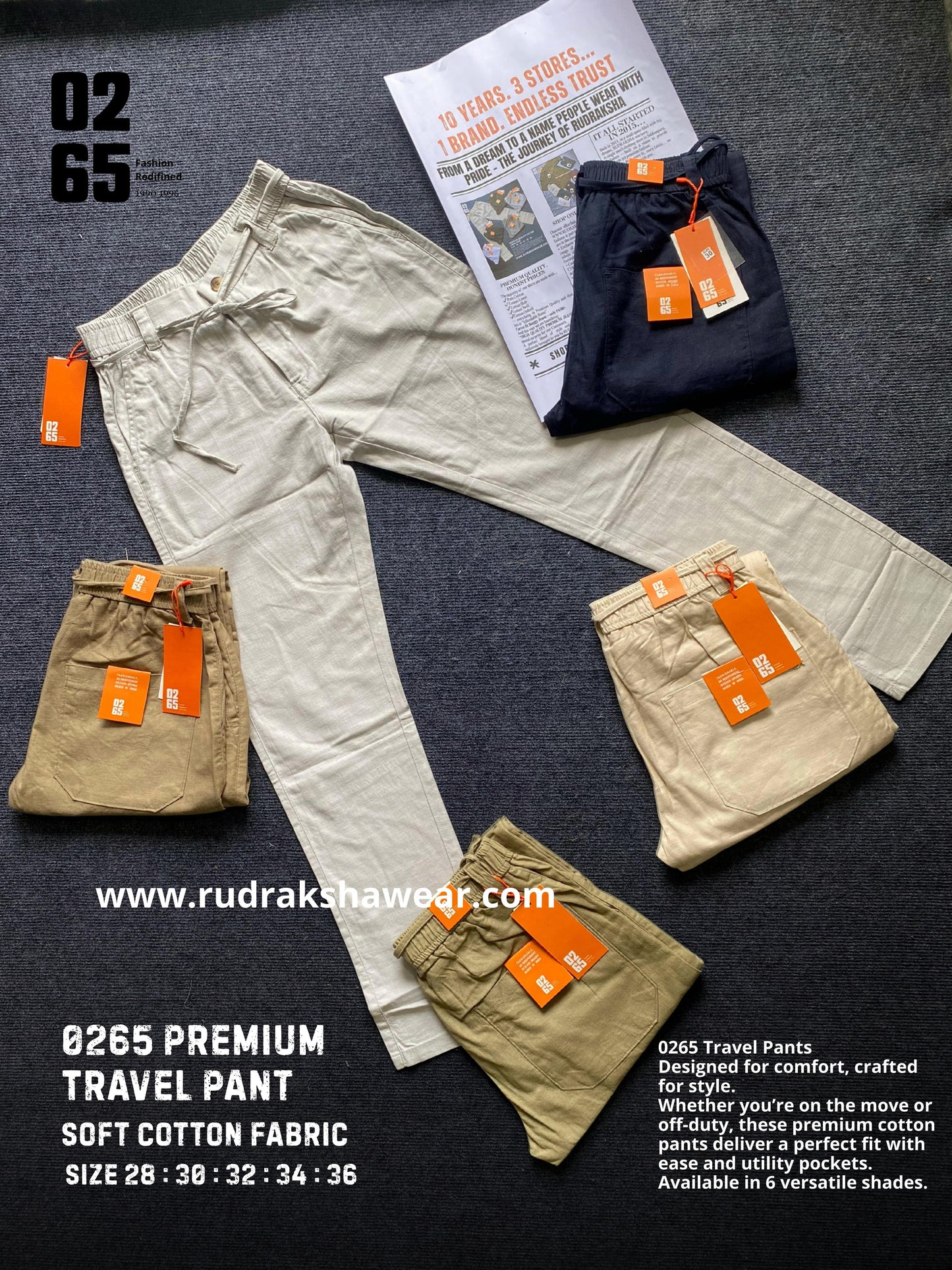 0265 Premium Travel Pant - Soft Cotton Fabric - Comfort In Every Move