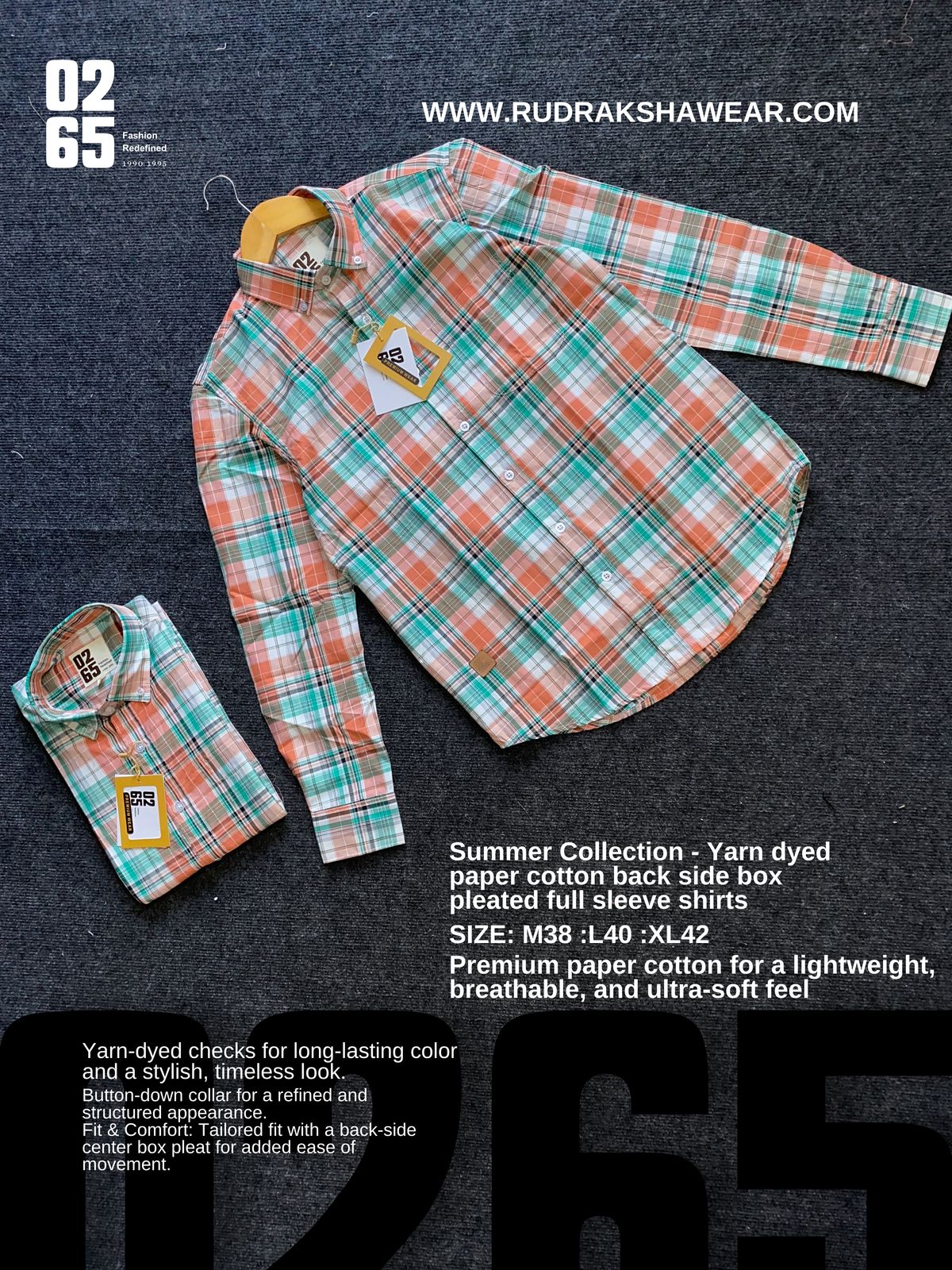 Summer Collection - Yarn Dyed Paper Cotton Back Side Box Pleated Full Sleeve Shirts