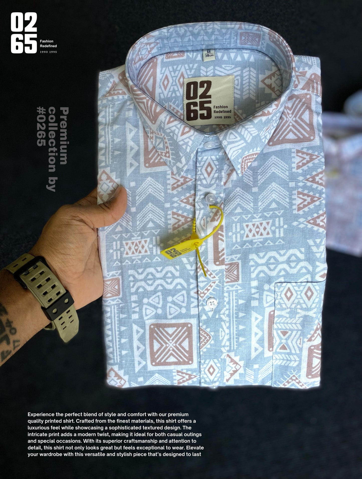 Printed Full Sleeve Shirt In Cotton Slub Fabric - Premium Collection By 0265