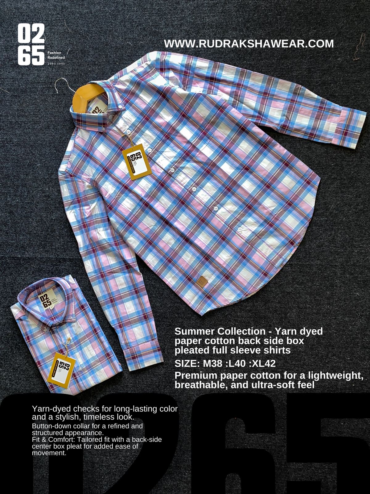 Summer Collection - Yarn Dyed Paper Cotton Back Side Box Pleated Full Sleeve Shirts