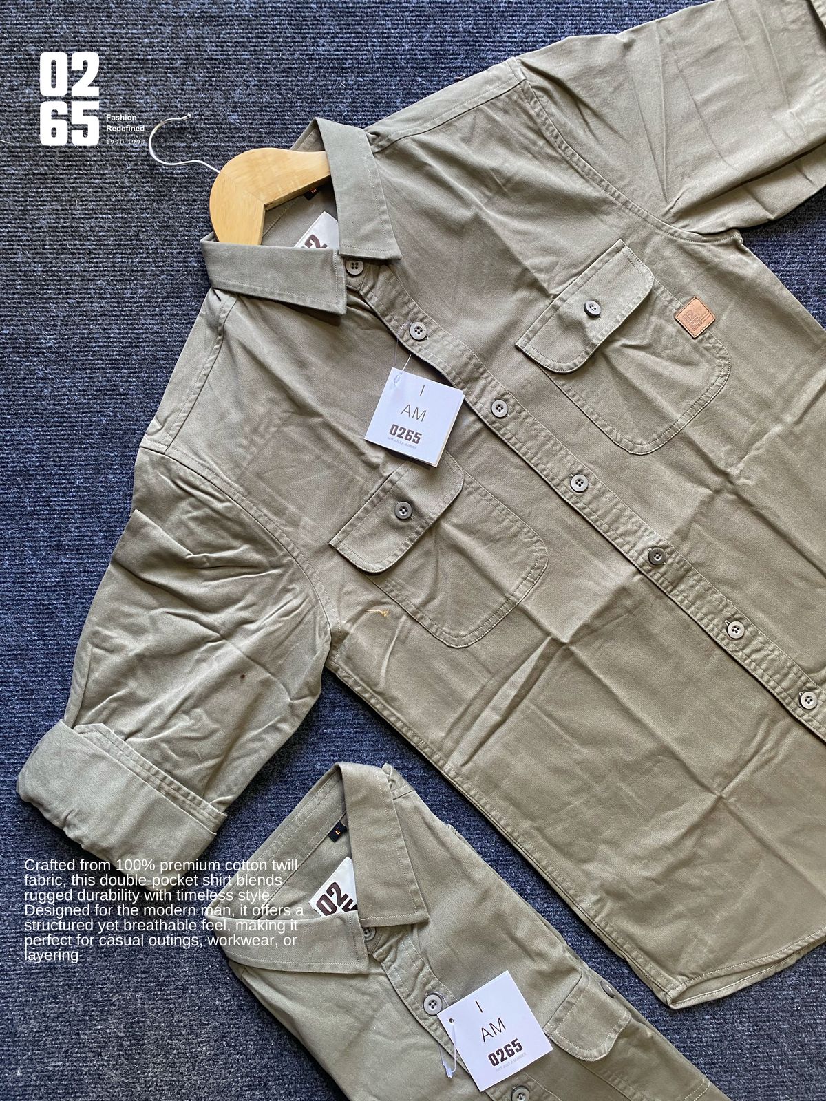 Premium Double Pocket Plain Shirt by 0265 - OLIVE GREEN