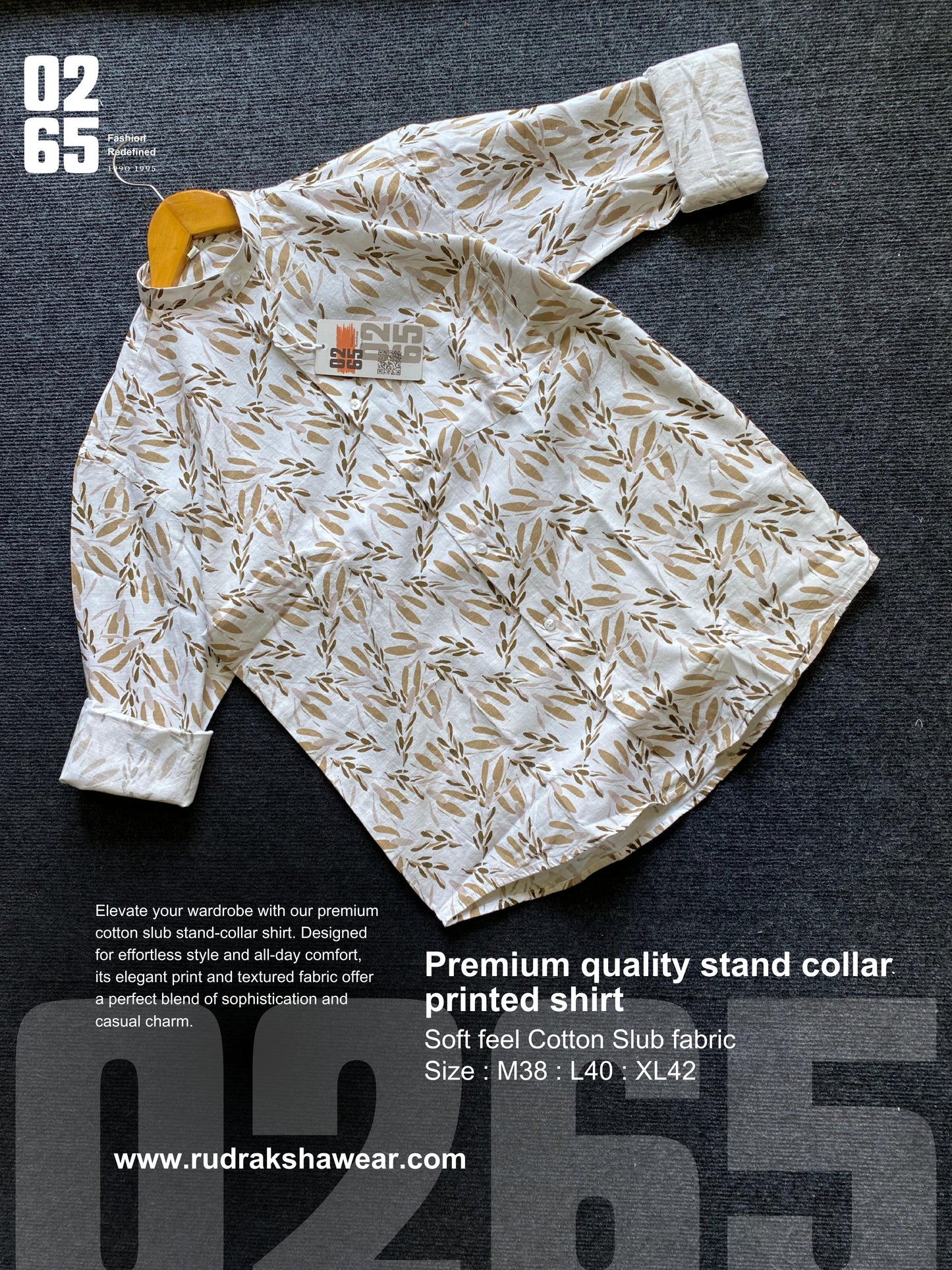 Premium Stand Collar Full Sleeve Shirt ( Mandarin Collar ) - Summer Collection By 0265