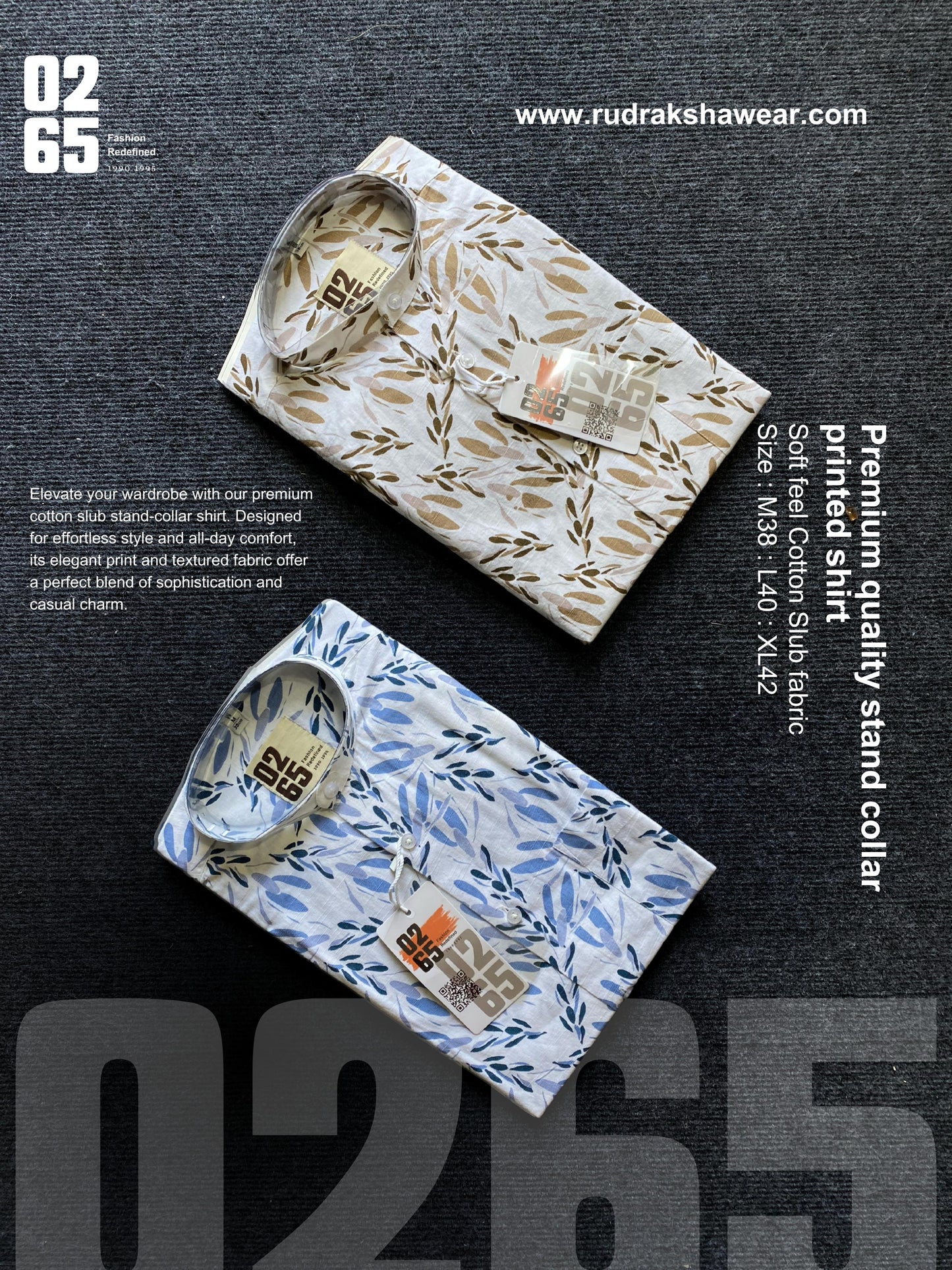 Premium Stand Collar Full Sleeve Shirt ( Mandarin Collar ) - Summer Collection By 0265
