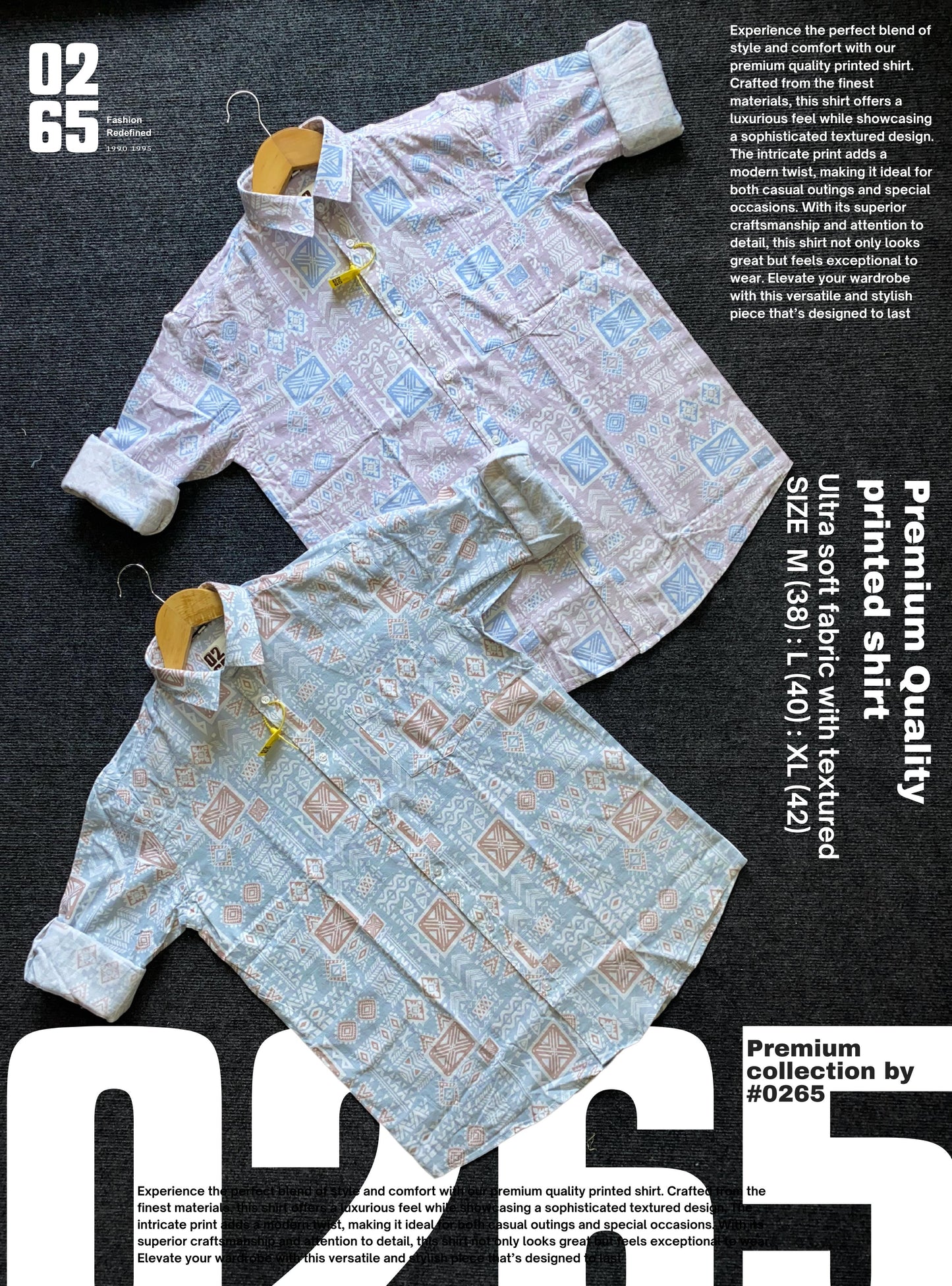 Printed Full Sleeve Shirt In Cotton Slub Fabric - Premium Collection By 0265