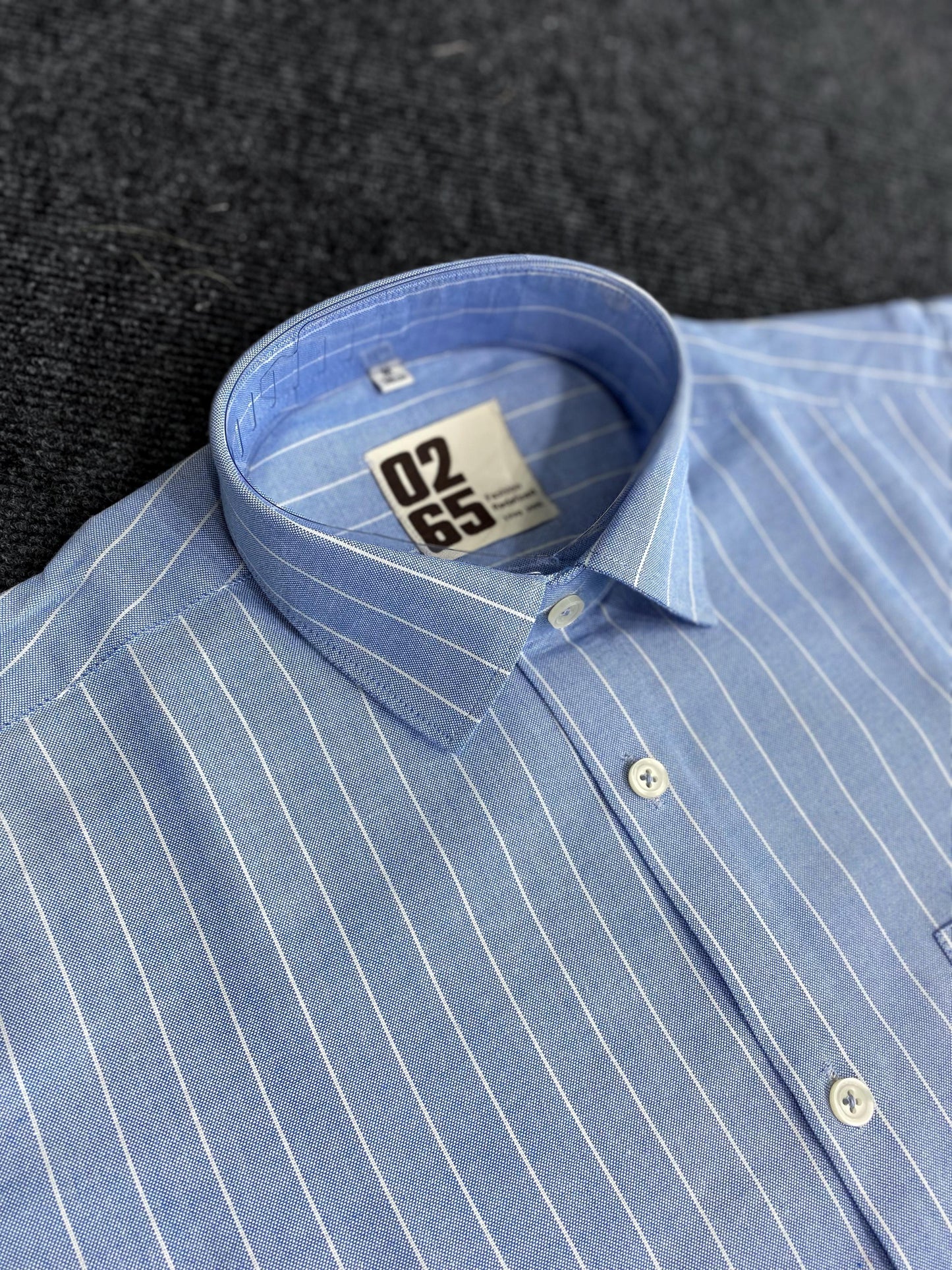 Premium Yarn Dyed Oxford Lining Full Sleeve Shirt by 0265, featuring a classic design, regular fit, and breathable, soft fabric. Durable, color-retaining, and perfect for casual or semi-formal wear. Affordable quality at ₹750.