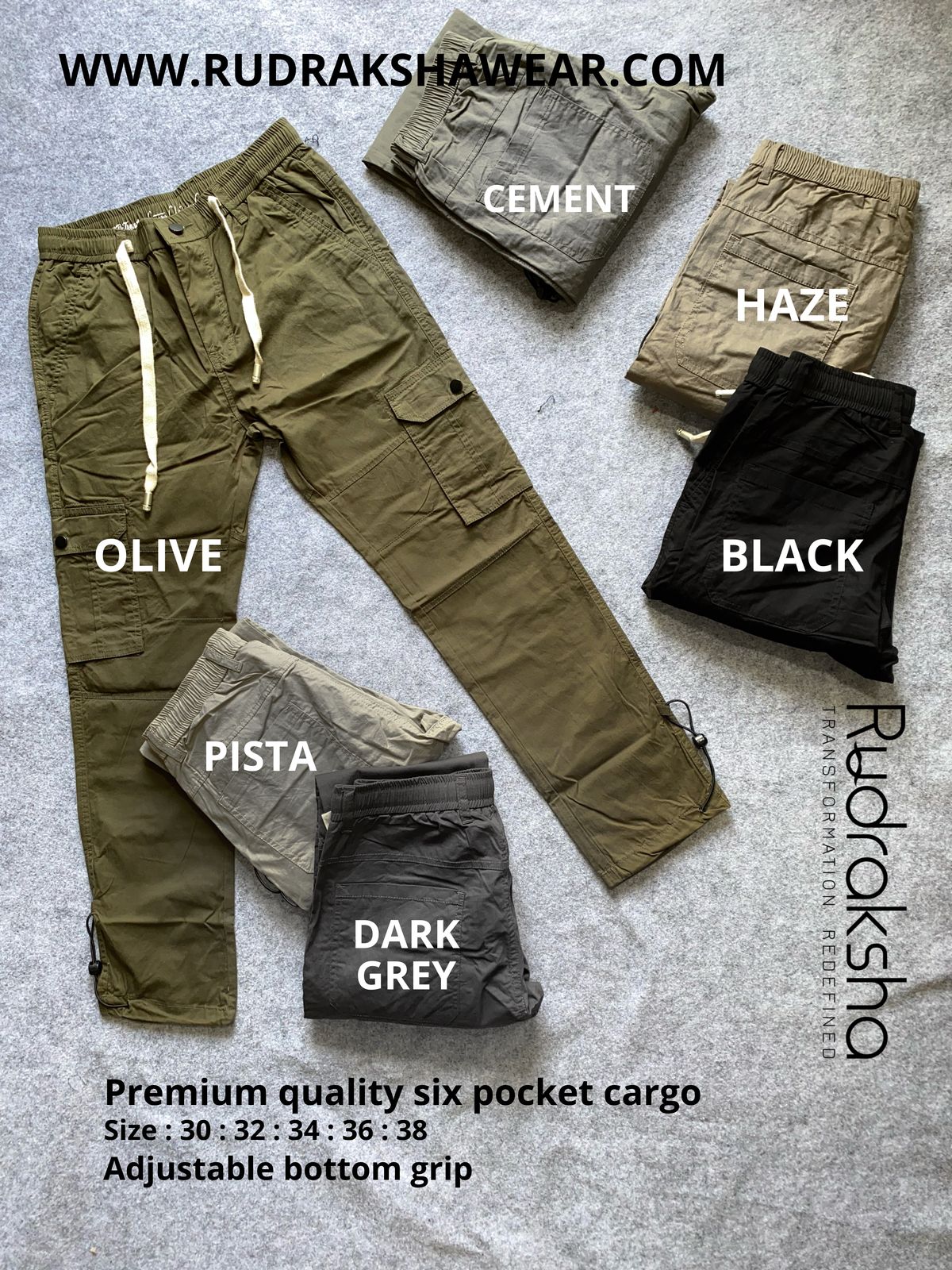 Premium Six Pocket Cargo - Paper Cotton Fabric - Adjustable Bottom Grip - Summer Collection