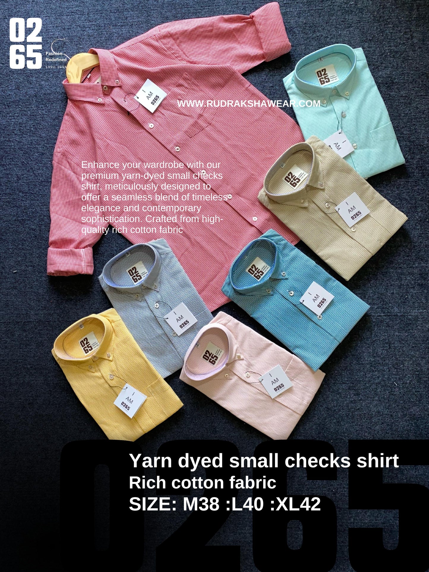 0265 Yarn Dyed Small Checks Full Sleeve Shirt - Button Down Collar - Rich Cotton Fabric