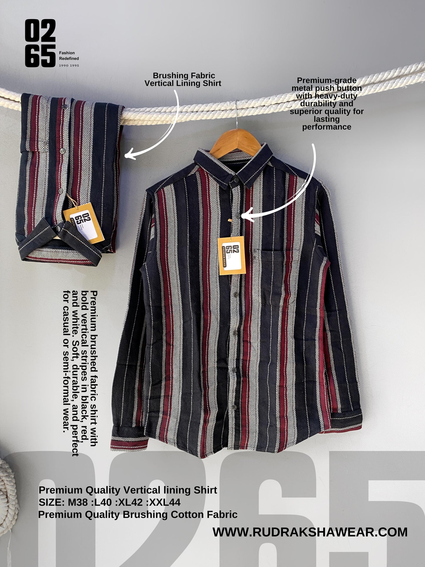 Premium Textured Vertical Lining Full Sleeve Shirt