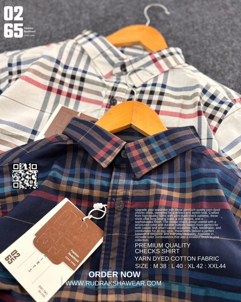 0265 Premium Yarn Dyed Checks Shirt | Full Sleeve | Metal Snap Buttons | Backside Box Pleated