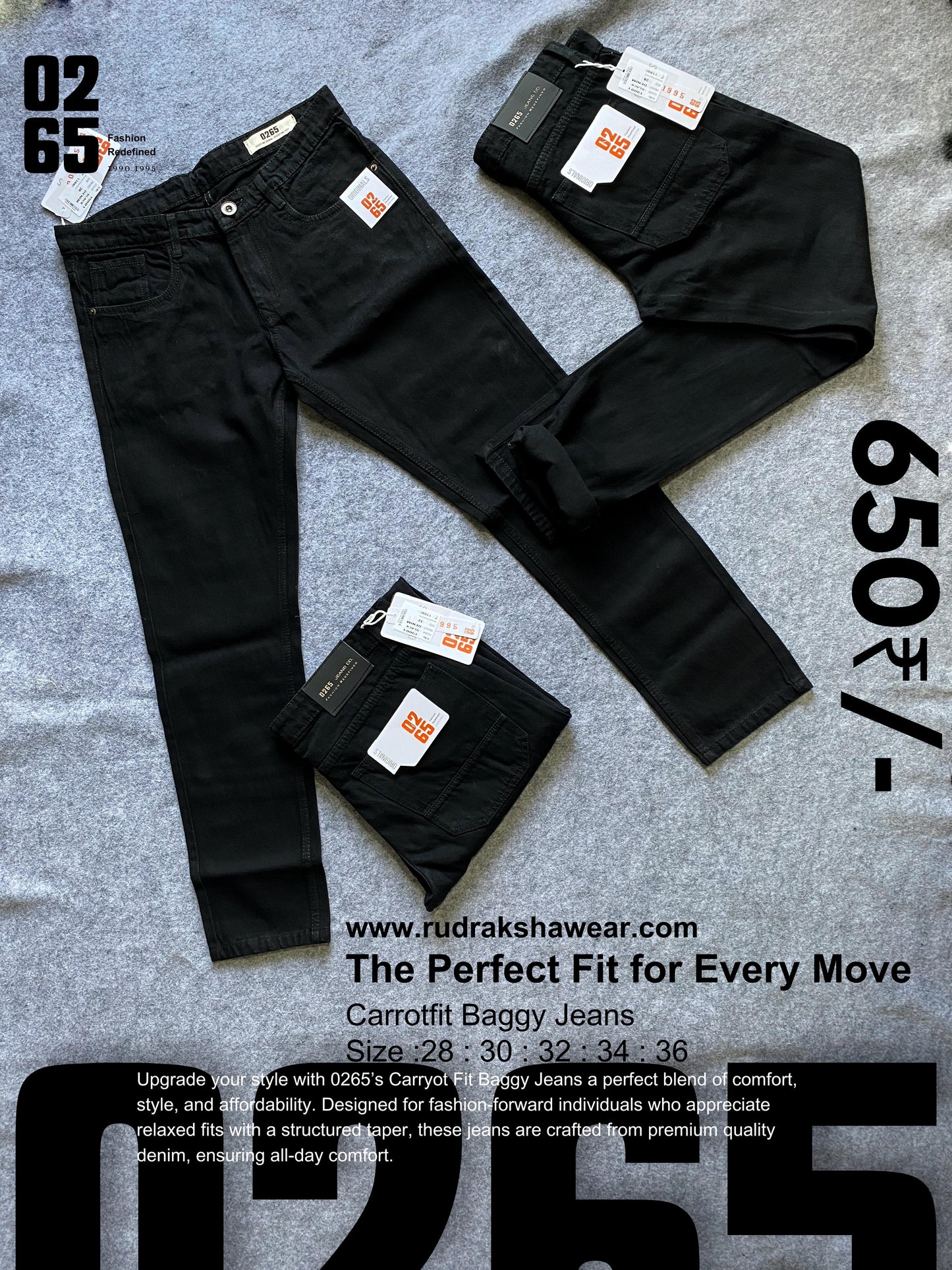 Black Carrot Fit Baggy Jeans By 0265