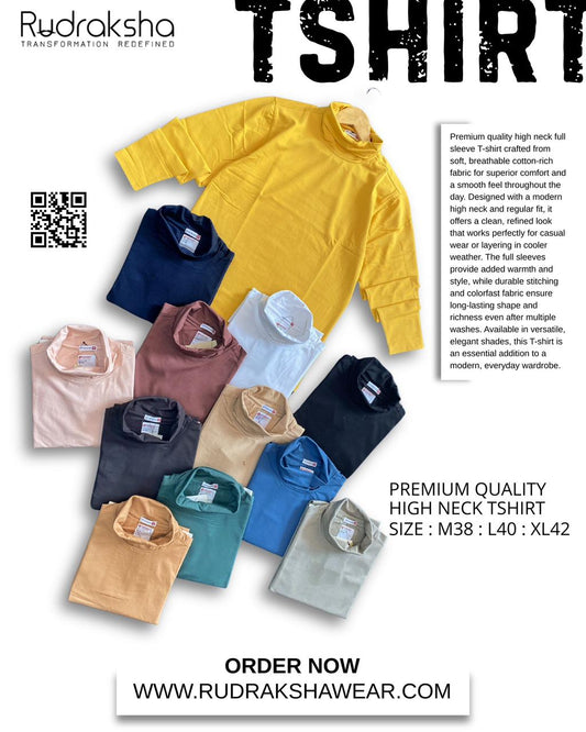 Premium High Neck Full Sleeve T-Shirts | Cotton Fabric