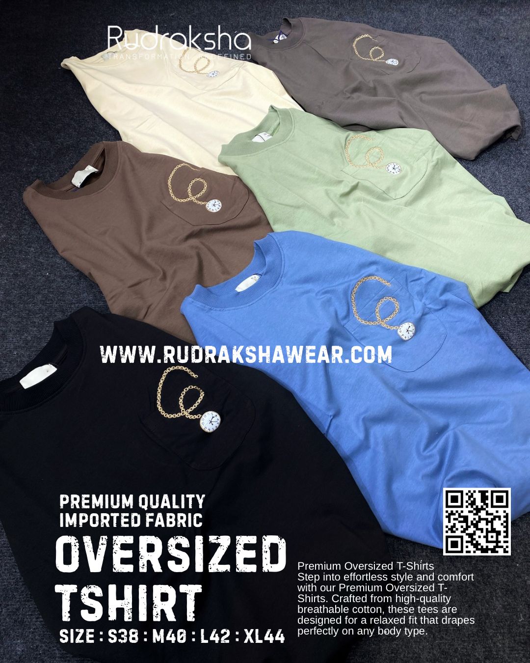 Premium Quality Imported 100% Cotton Fabric Oversized T-shirts | 220 GSM | Embroidered Work