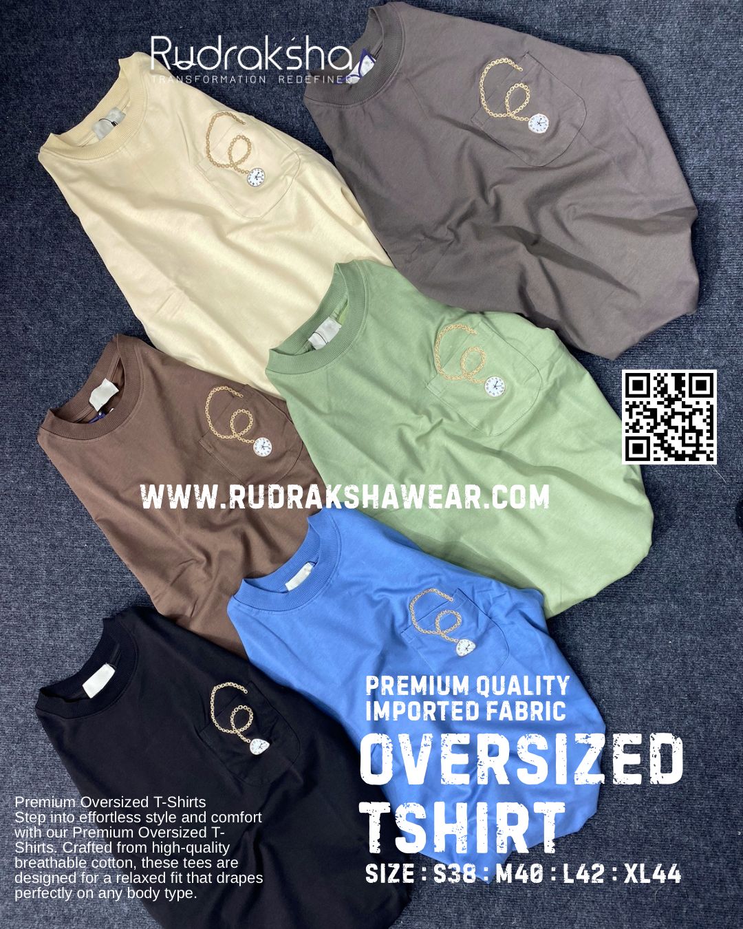 Premium Quality Imported 100% Cotton Fabric Oversized T-shirts | 220 GSM | Embroidered Work